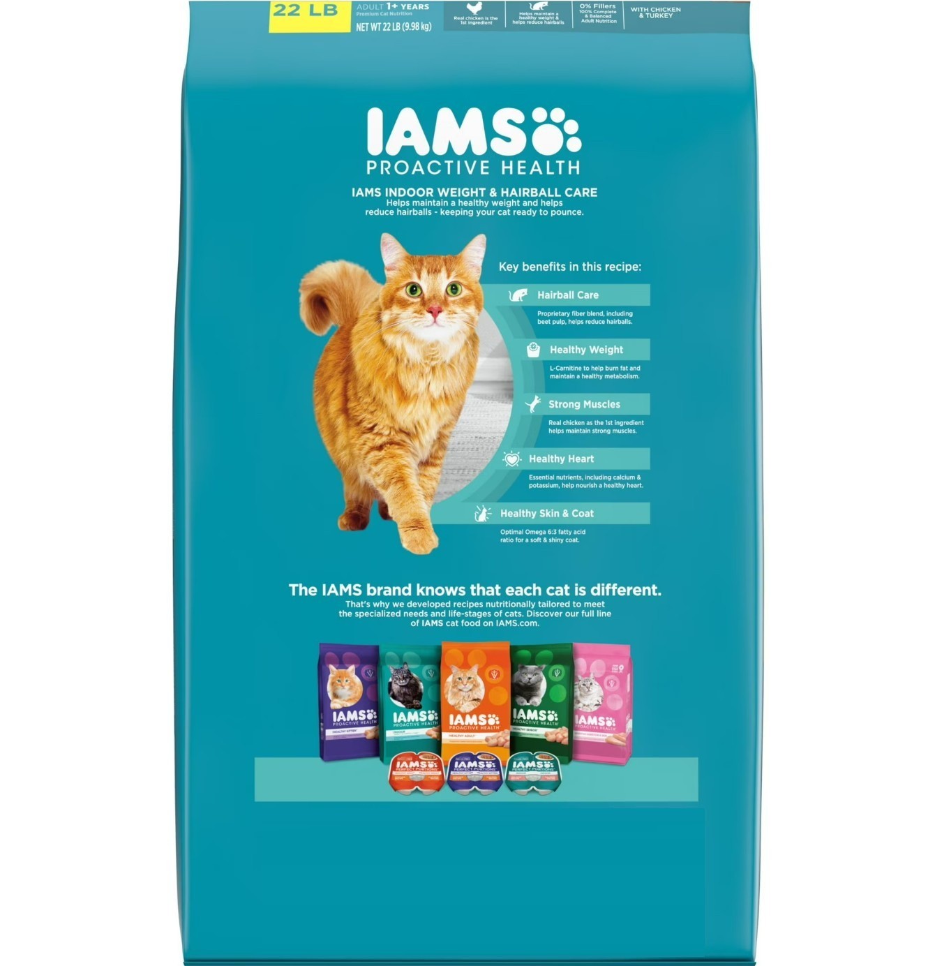 Iams Proactive Health Chicken And Turkey Dry Cat Food, 22 Lb Bag