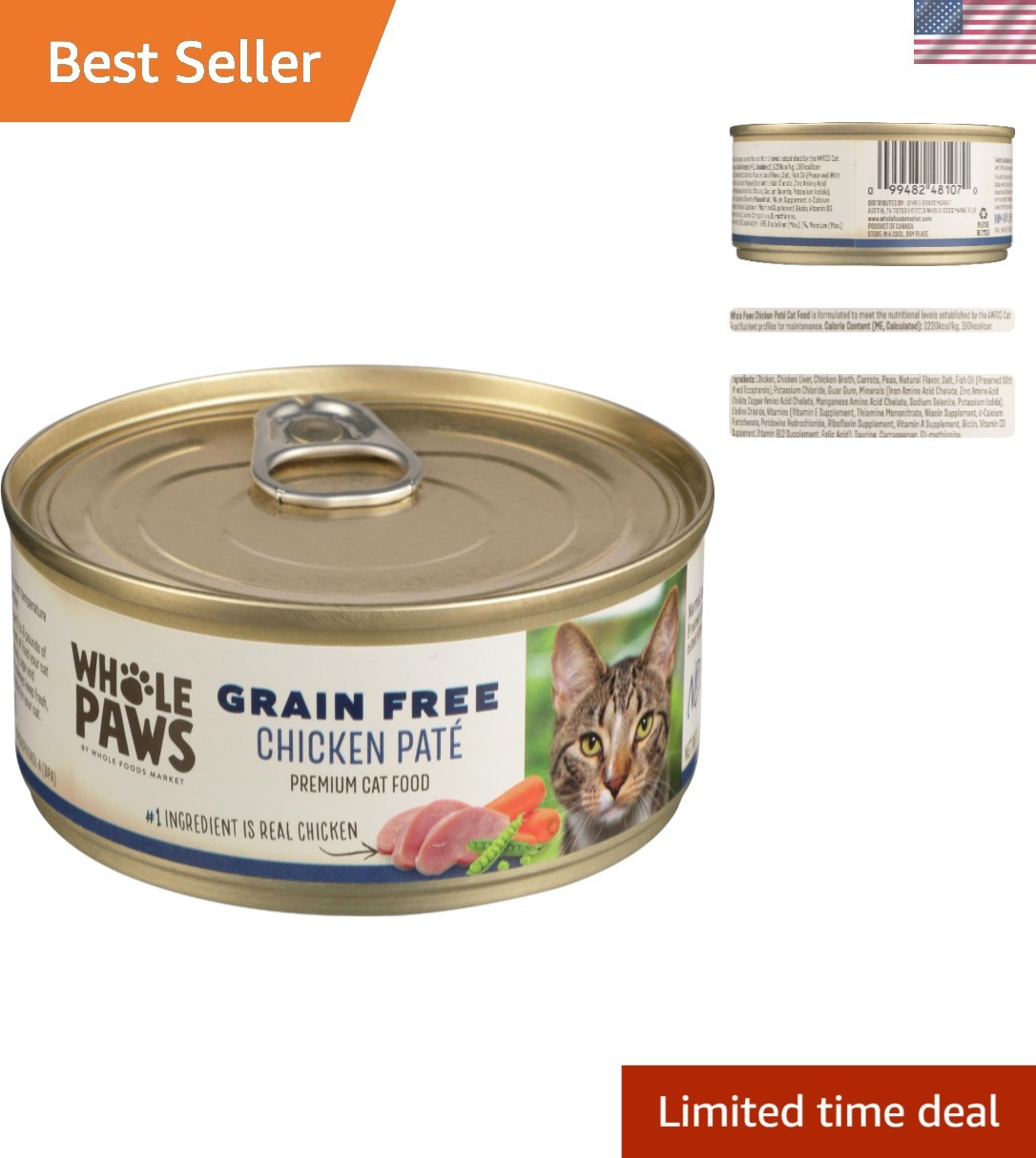 Grain-Free Wet Cat Food – Delicious Chicken Paté in 5.5 oz Can