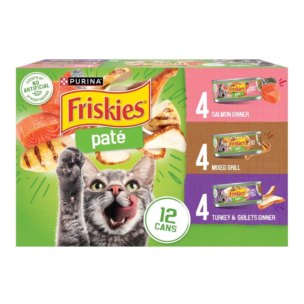 Wet Cat Food Pate Salmon Turkey Mixed Grilled Gourmet Adult Kitten 5.5oz Can 12