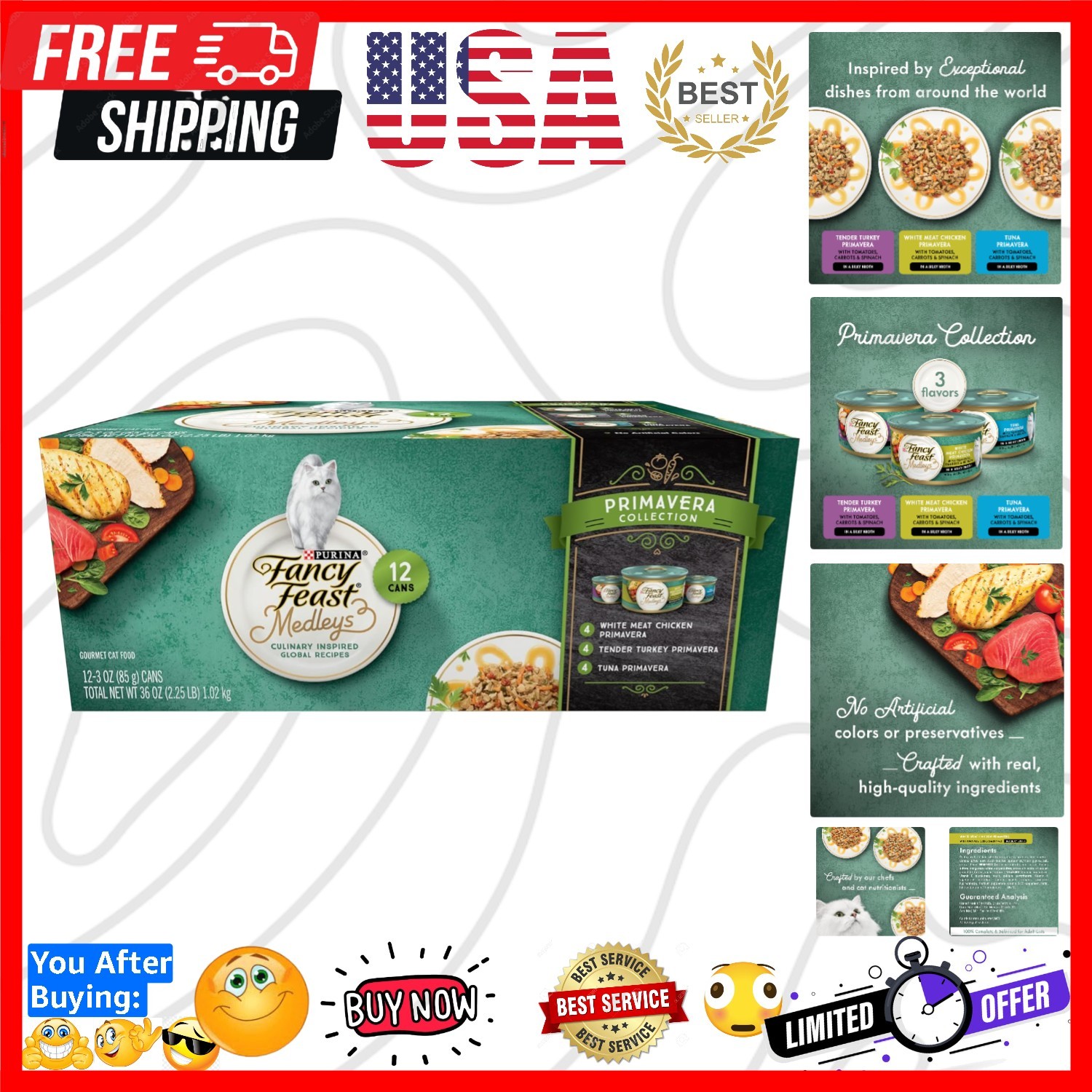 Purina Wet Cat Food Variety Pack, Medleys Primavera Collection – 2 Packs of 1…
