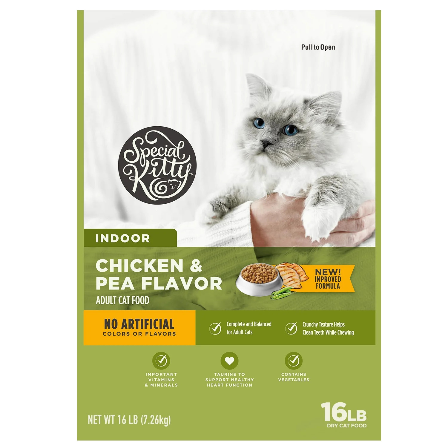 Indoor Formula Chicken & Pea Flavor Dry Cat Food, 16 Lb Bag