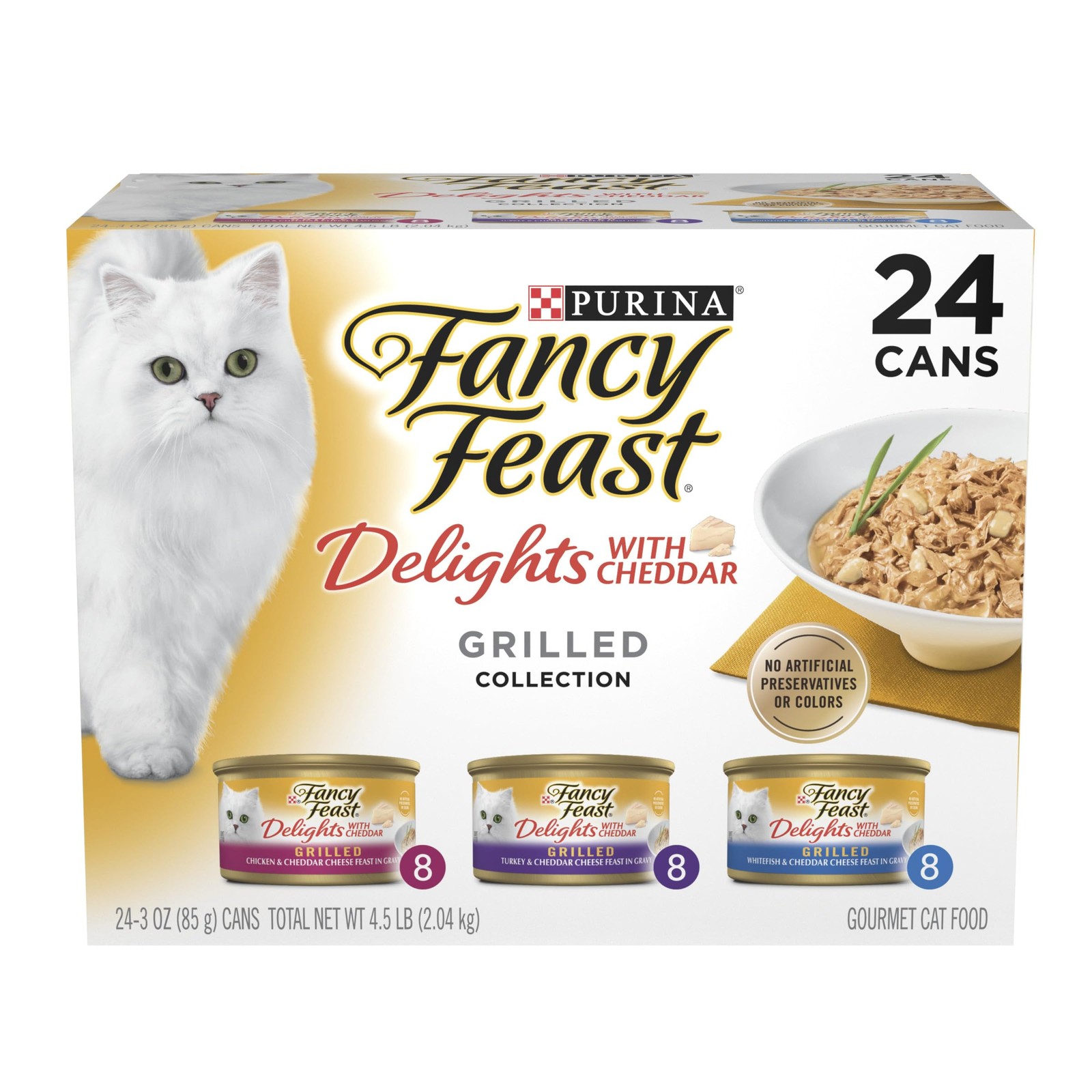 Purina Fancy Feast Delights with 3 Ounce (Pack of 24), Cheddar Variety Pack