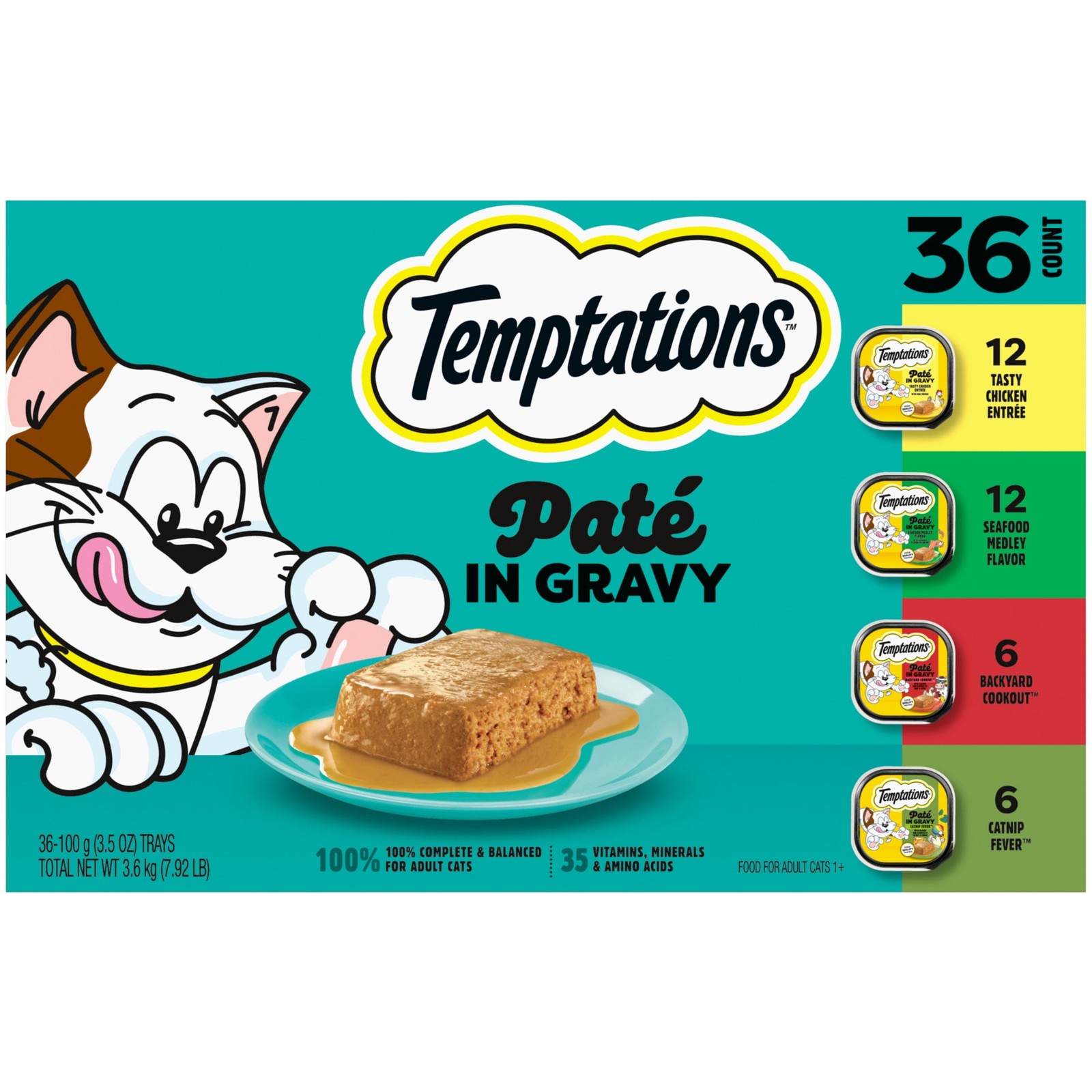 Temptations Pate In Gravy Variety Pack Adult Wet Cat Food, 3.5 Oz Trays