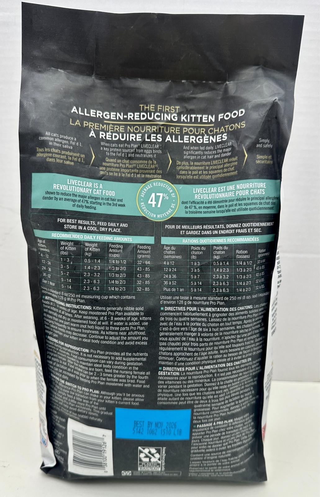 Purina Pro Plan Allergen Reducing Kitten Cat Food LIVECLEAR Chicken 3.2lb