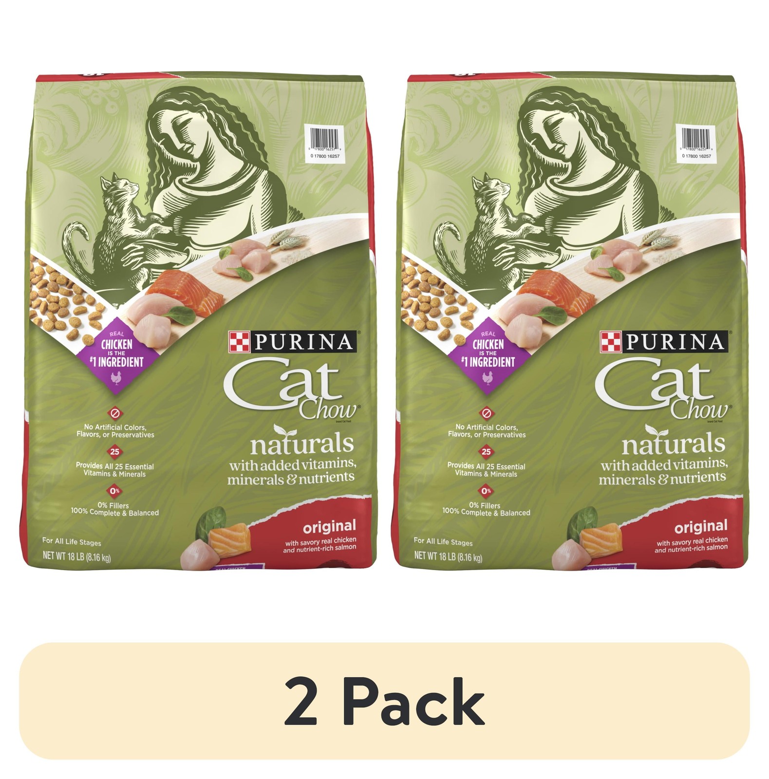 Purina Naturals Dry Cat Food Chicken & Salmon 18 lb Bag