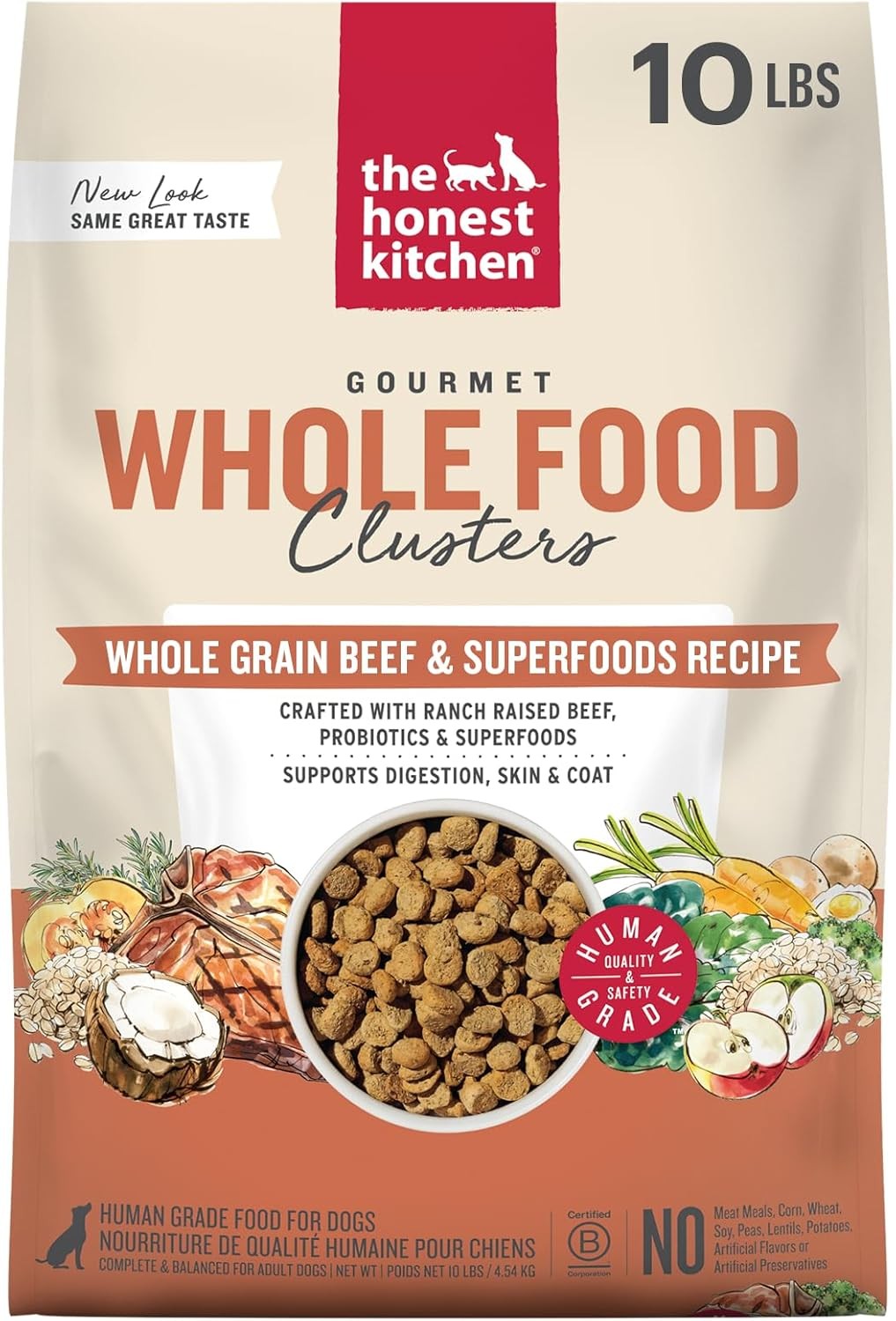 The Honest Kitchen Human Grade Whole Food Clusters Dog Whole Grain Beef & Oat 10