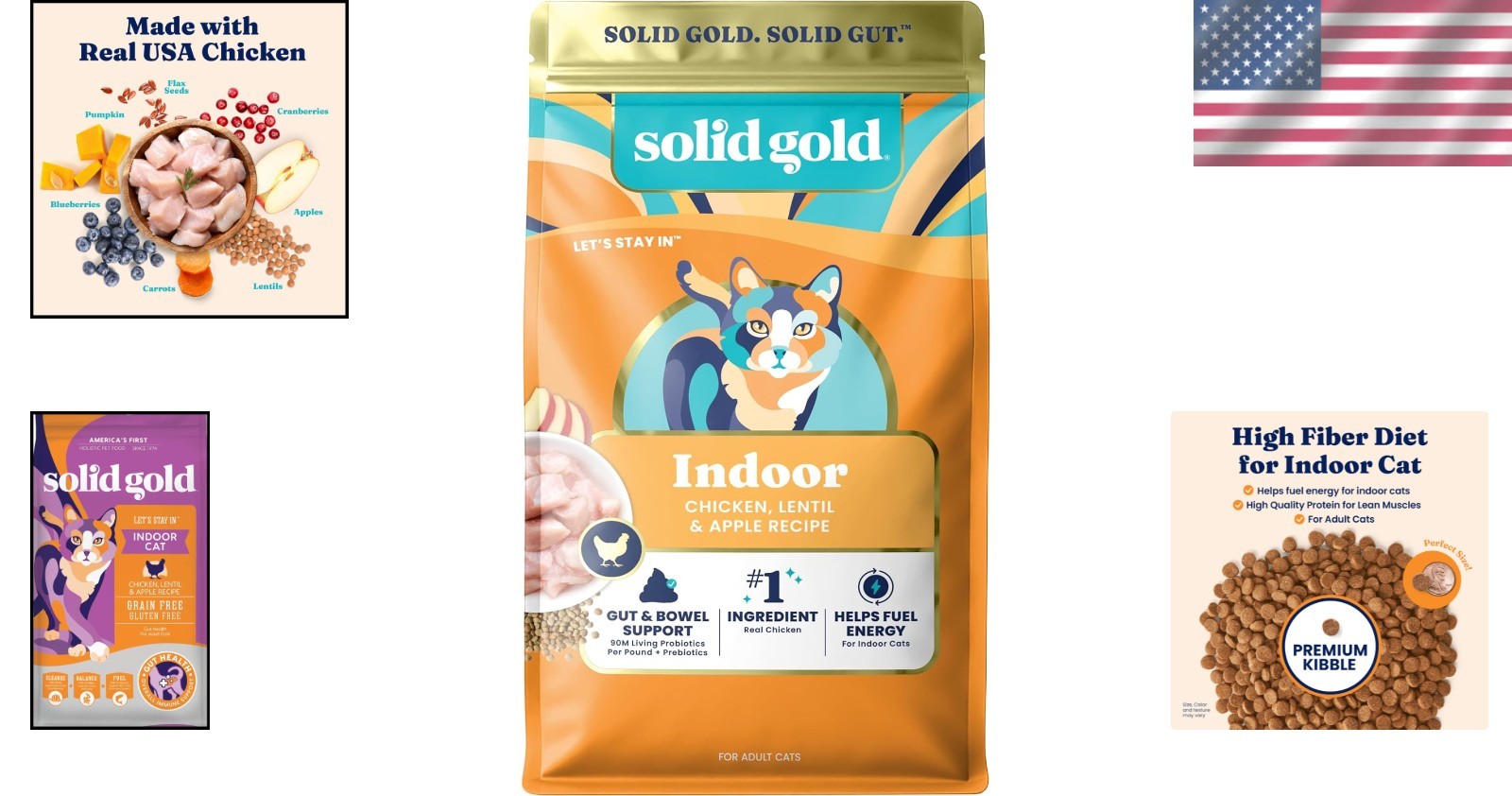 Indoor Cat Food Dry – Chicken & Lentil – Probiotics & High Fiber – 12LB
