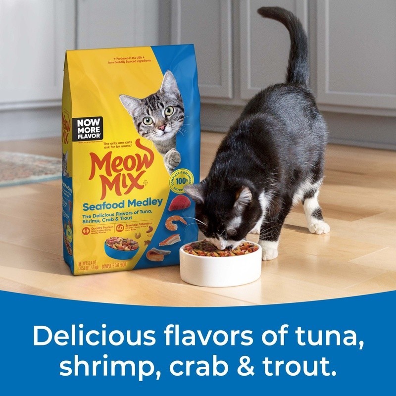 Seafood Medley Dry Cat Food Tuna Shrimp Crab Trout High Protein Nutrition New