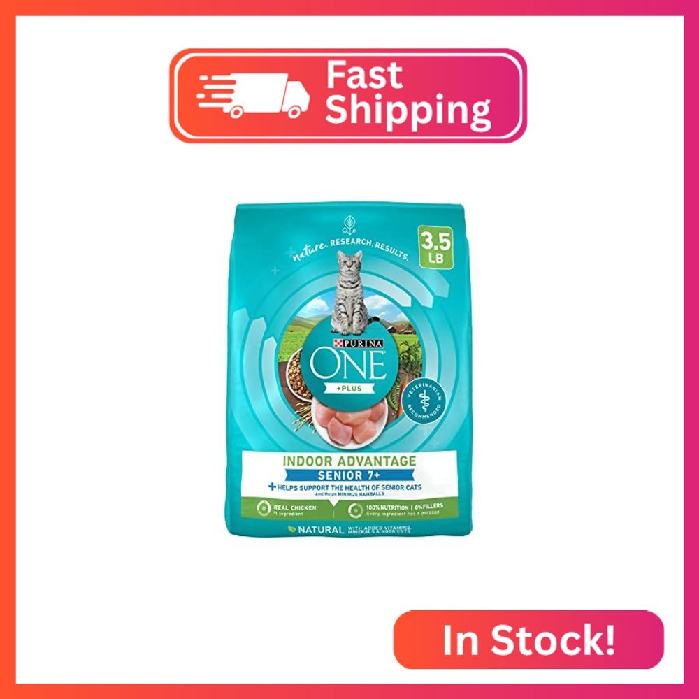 Purina ONE High Protein, Natural Senior Dry Cat Food, Indoor Advantage Senior+ –
