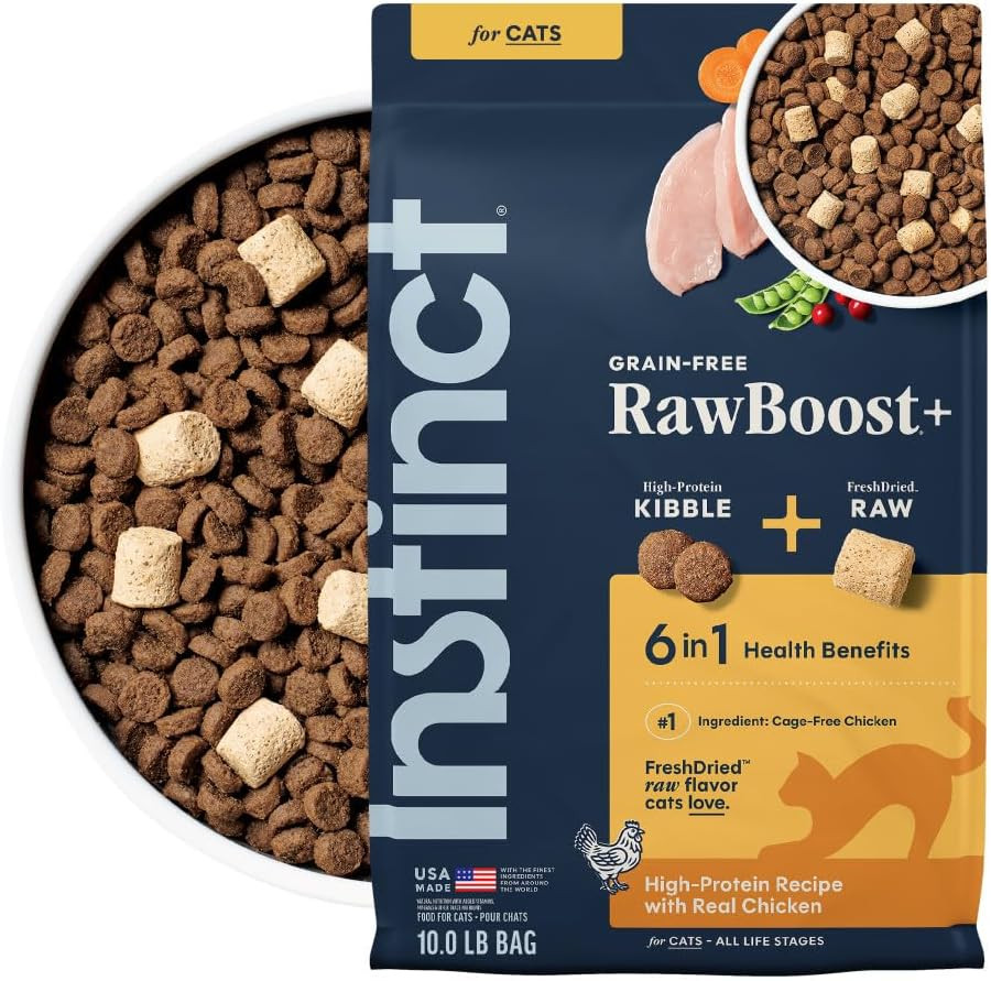 Rawboost, Dry Cat Food + Freeze Dried, Real Chicken, 10 Lb Bag | High-Protein Ki