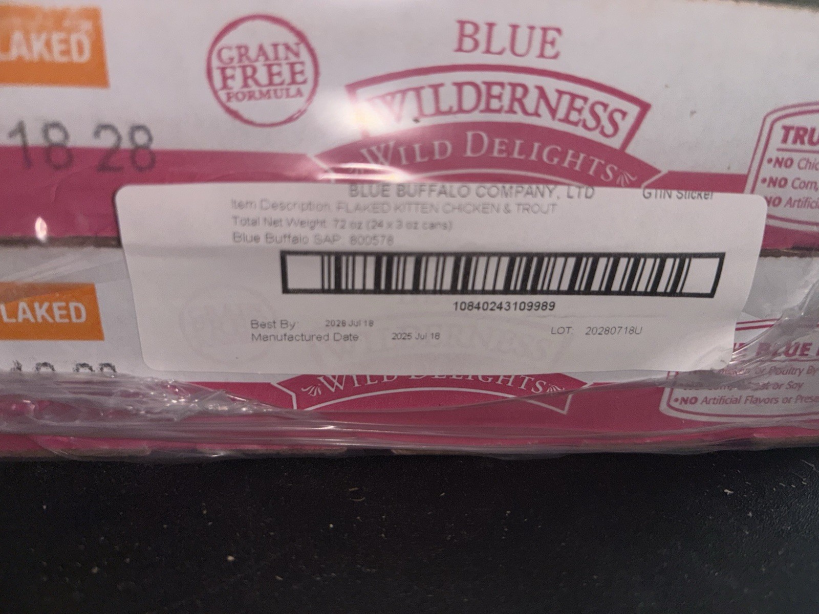 Blue Buffalo Wilderness Wild Delights Grain Free Flaked Kitten Wet Food 12x3oz