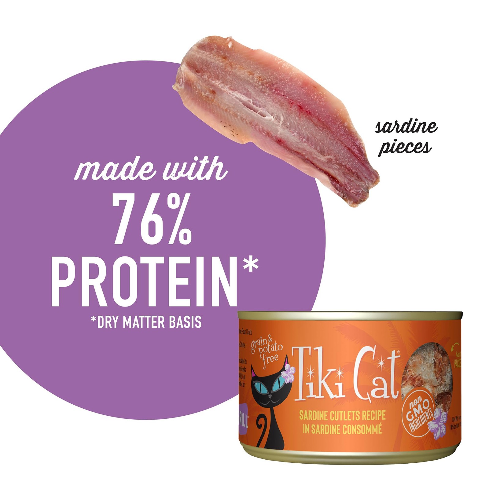Tiki Pets Tiki Cat Grill Wet Cat Food Sardine Cutlets 6 Oz. Cans 8 Count 10750