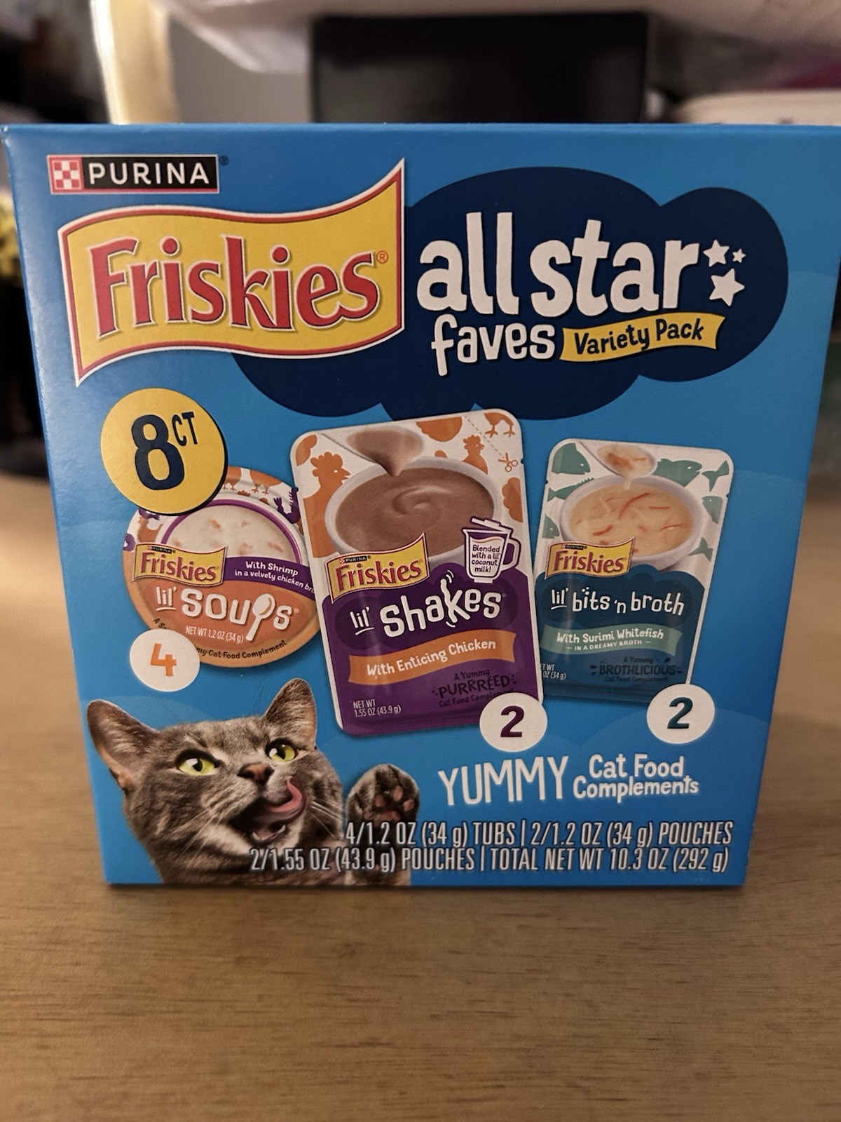 New 8ct Purina Friskies All Star Faves Lickable Cat Food Treats Variety Pack