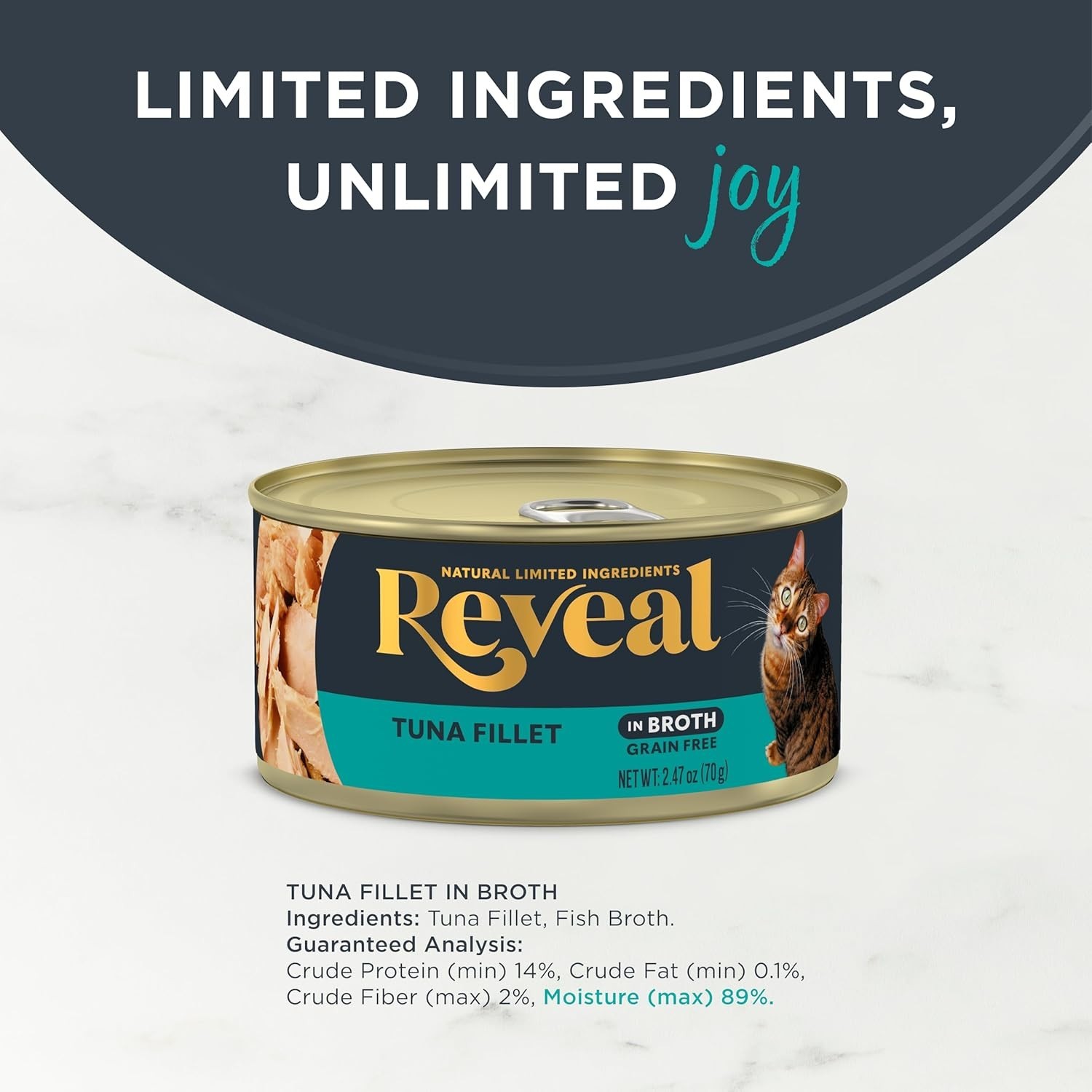 Grain-Free Wet Cat Food Tuna Fillet 24×2.47oz High Protein All Stages