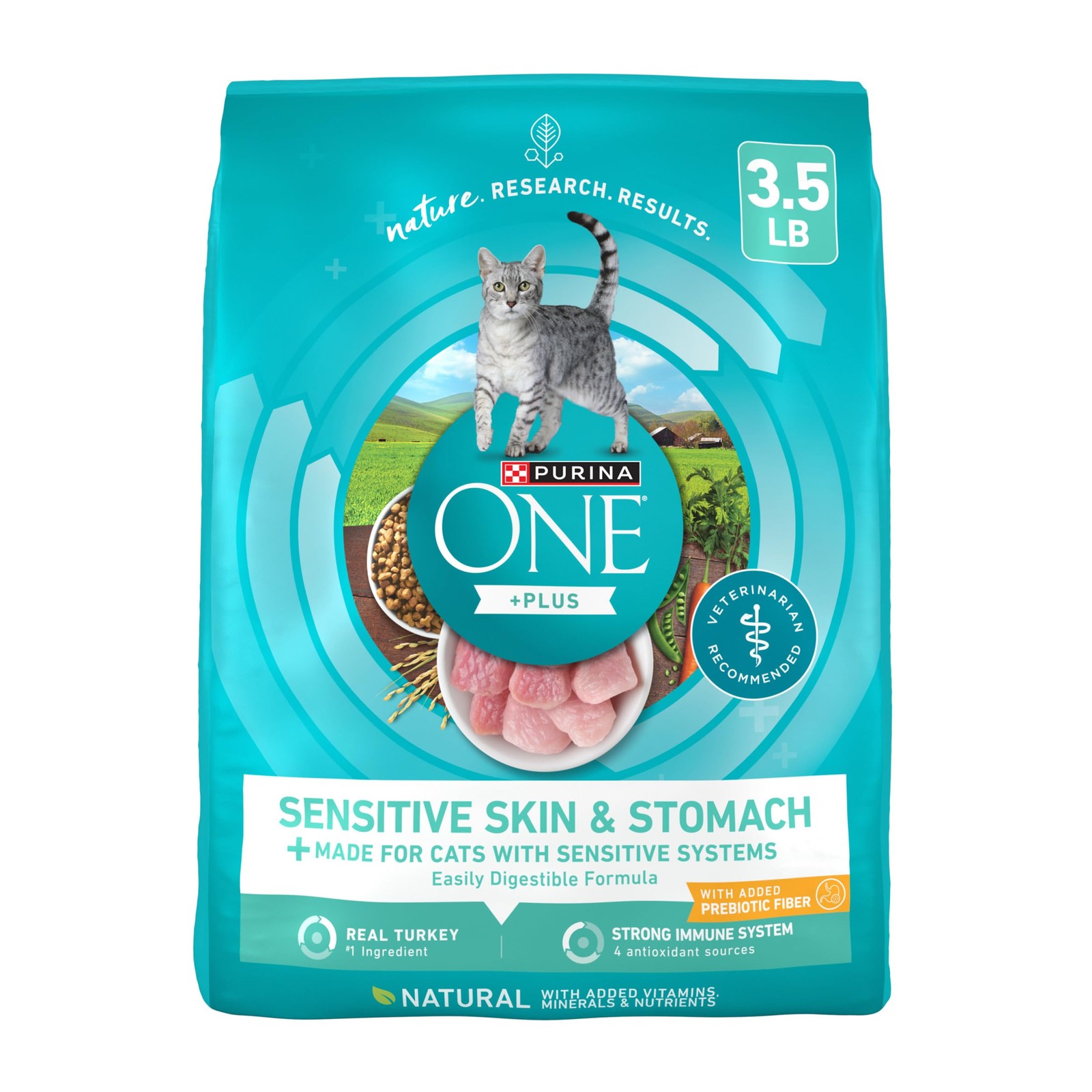 Purina ONE Sensitive Stomach, Sensitive Skin, Natural Dry Cat Food, +Plus