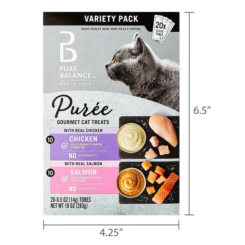 Grain Free Gourmet Wet Cat Treats Chicken Salmon Puree 20 Count Hydrating Snack
