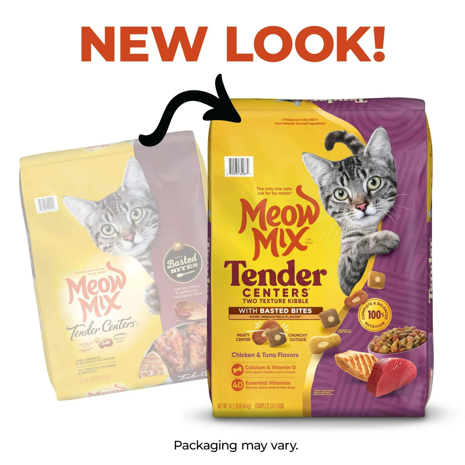(2 Pack) Meow Mix Tender Centers Dry Cat Food Chicken & Tuna 14.2 lb Bags 28.4lb