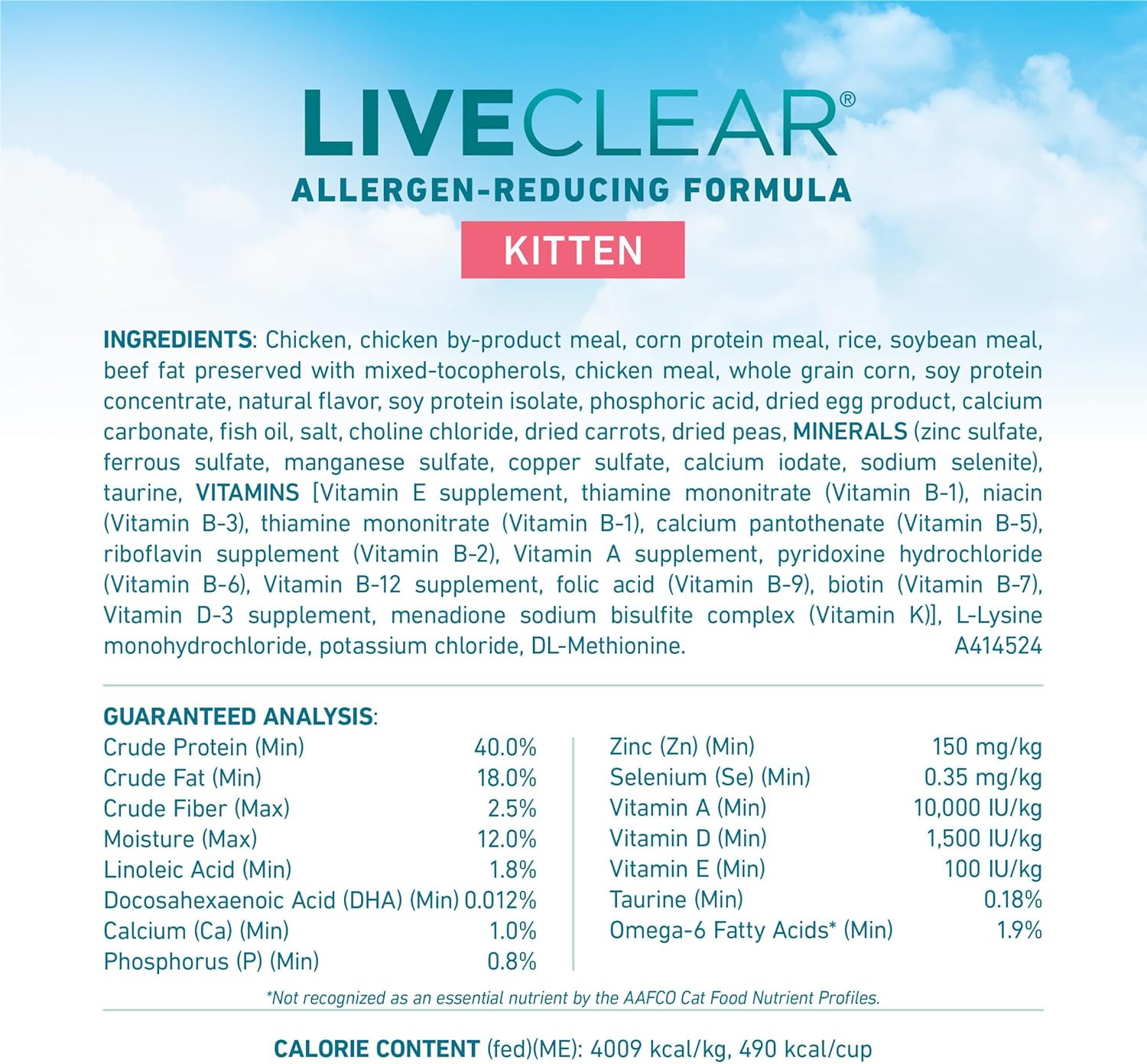 Liveclear Allergen-Reducing Dry Kitten Food Formula with Real Chicken as the Num