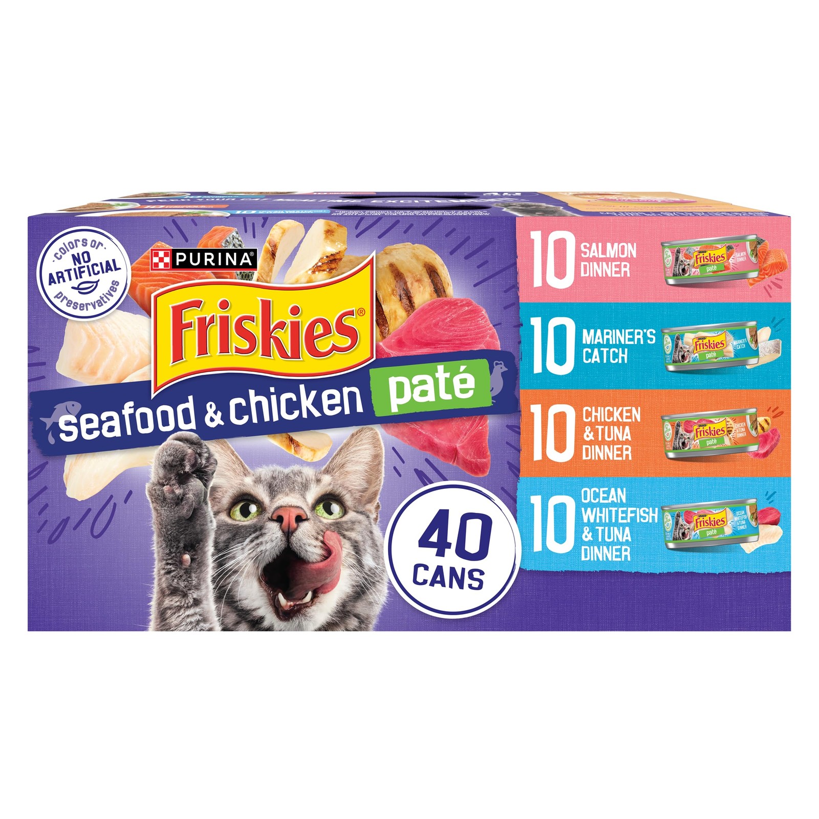 Purina Pate Wet Cat Food Variety Pack Seafood and Chicken Pate Favorites 40ct…
