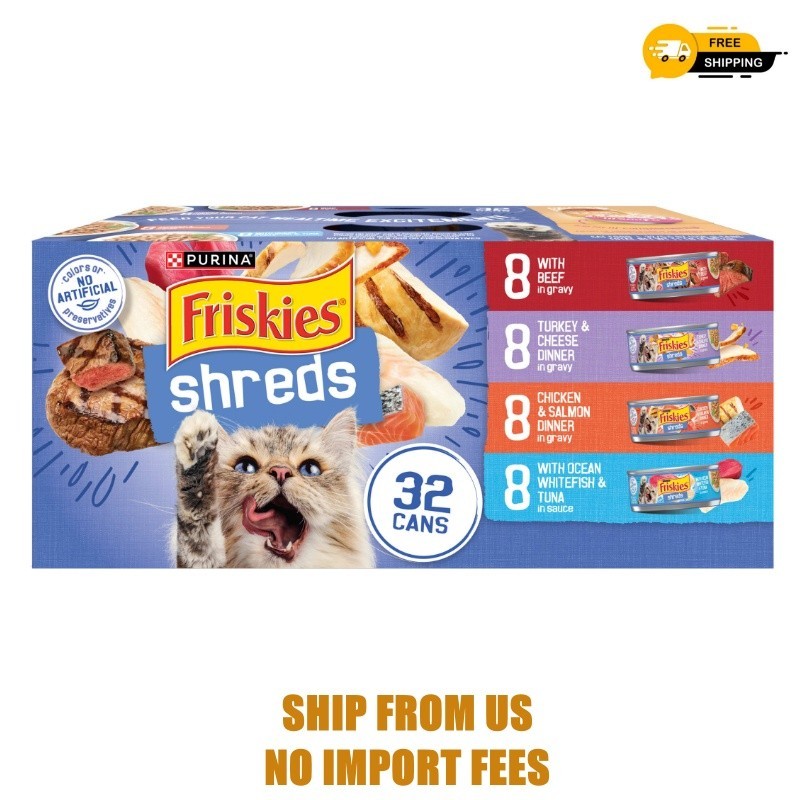 Purina Friskies Shreds Variety Pack, Wet Cat Food, 5.5 oz Cans
