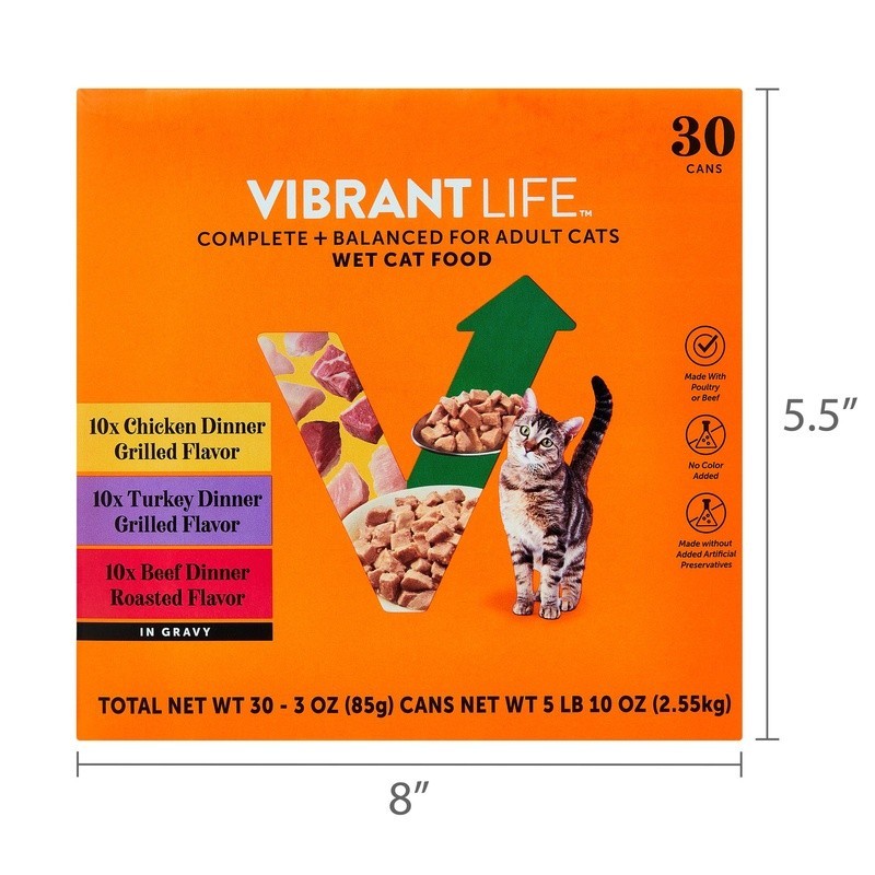 Variety Pack Grilled Roasted Wet Cat Food 30 Cans Chicken Turkey Beef Flavor New
