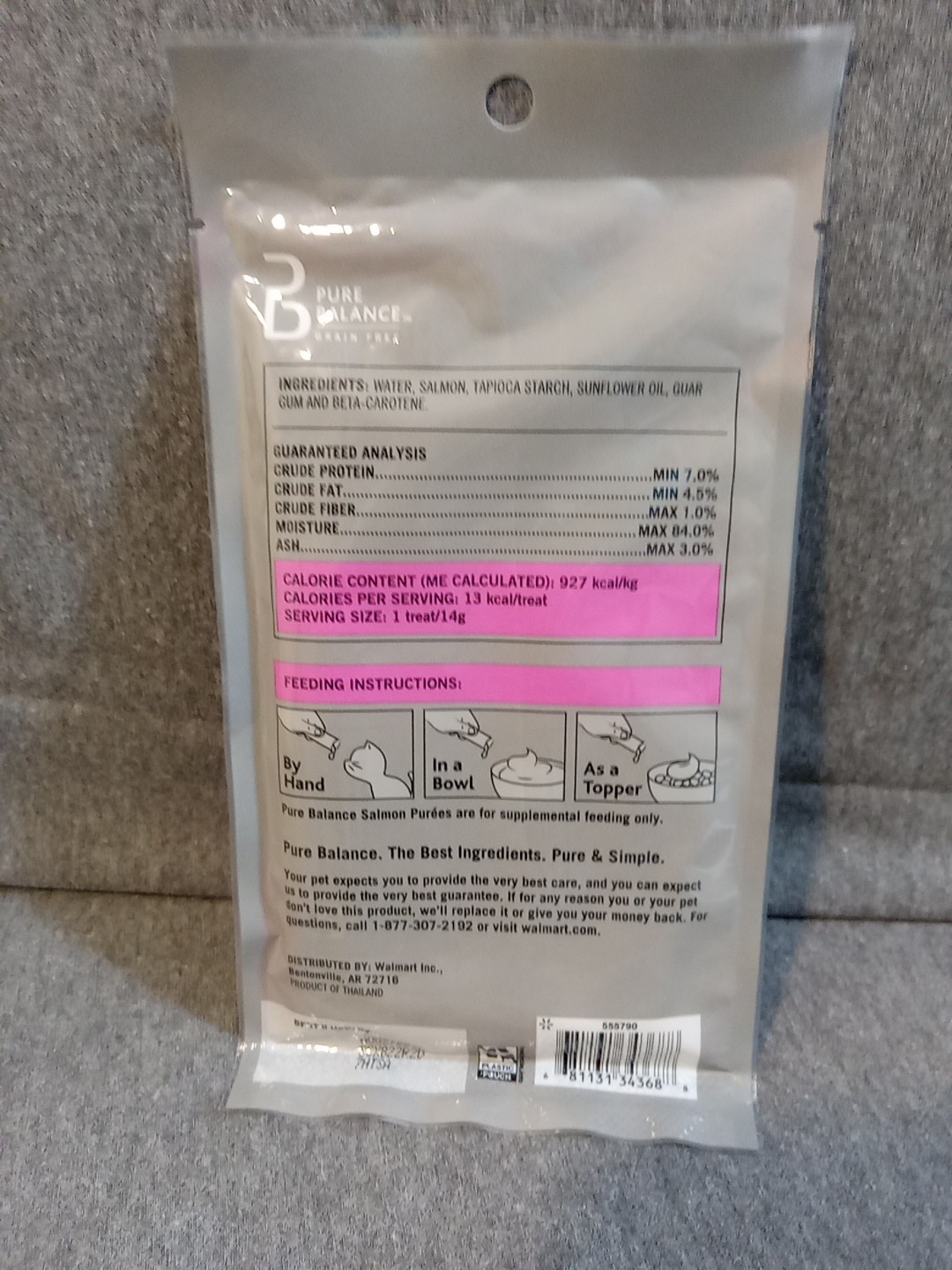 Pure Balance Puree Gourmet Salmon Cat Treats 4 Count Expiration 8/27/26 2 Oz