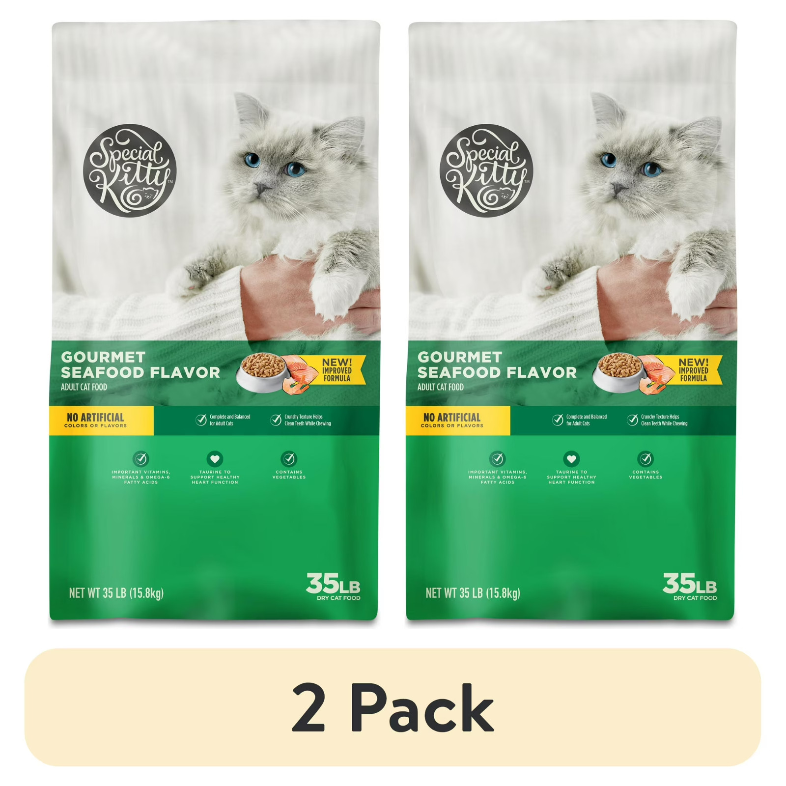 (2 pack) Special Kitty Gourmet Formula Seafood Blend Flavor Dry Cat Food, 35 lb