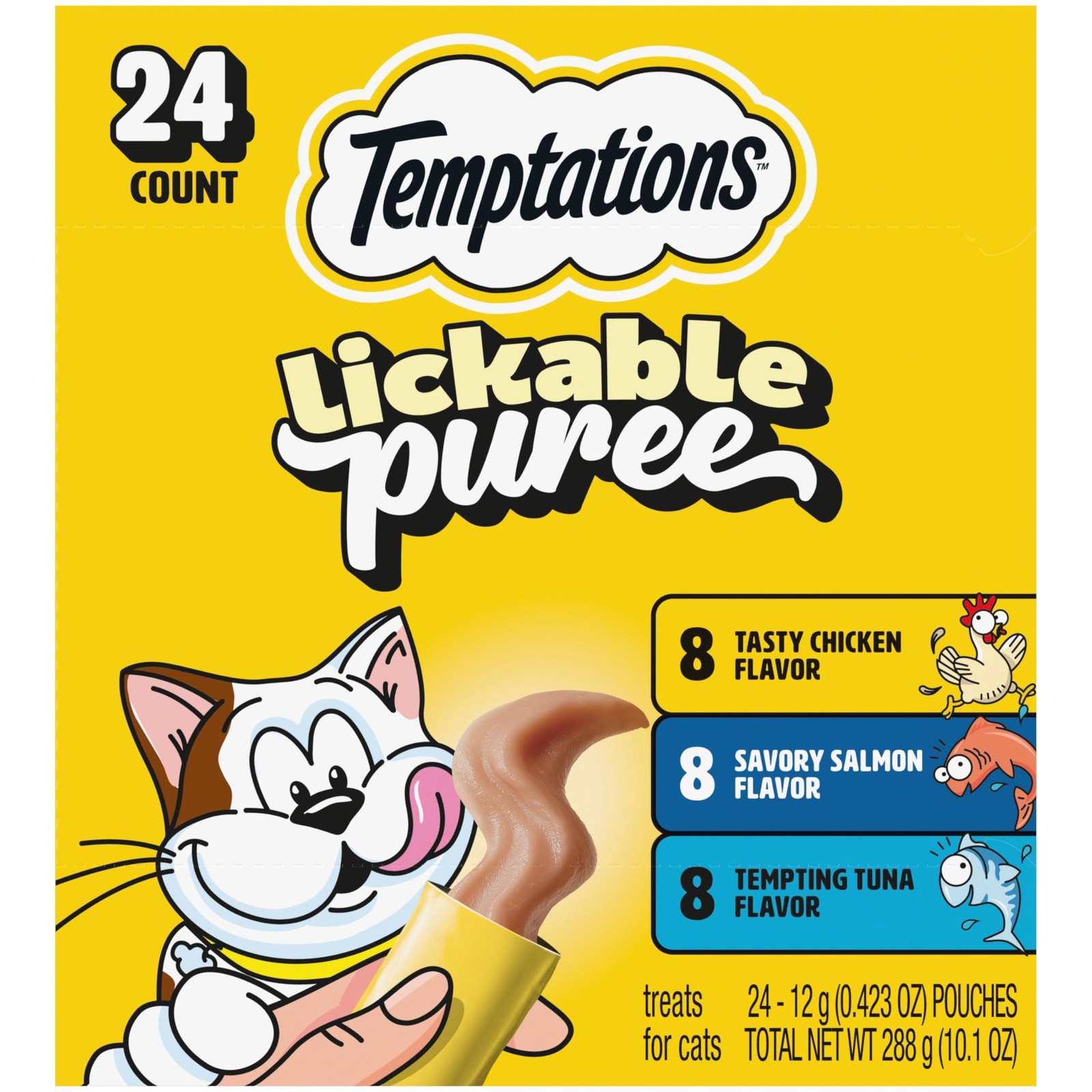 Creamy Puree Squeezable Lickable Cat Treats, Wet Cat Treats with Chicken, Sal…