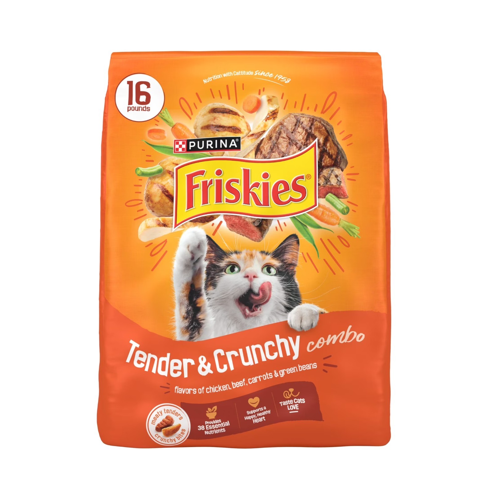 3 Pack, Purina Friskies Tender and Crunchy Dry Cat Food Flavors of Chicken,