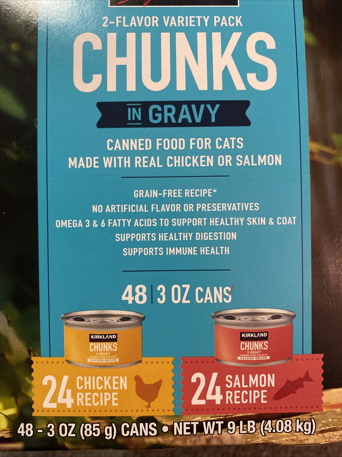 Kirkland Signature Canned Cat Food, Chunks in Gravy, Variety Pack, 3 Oz (48 Ct)