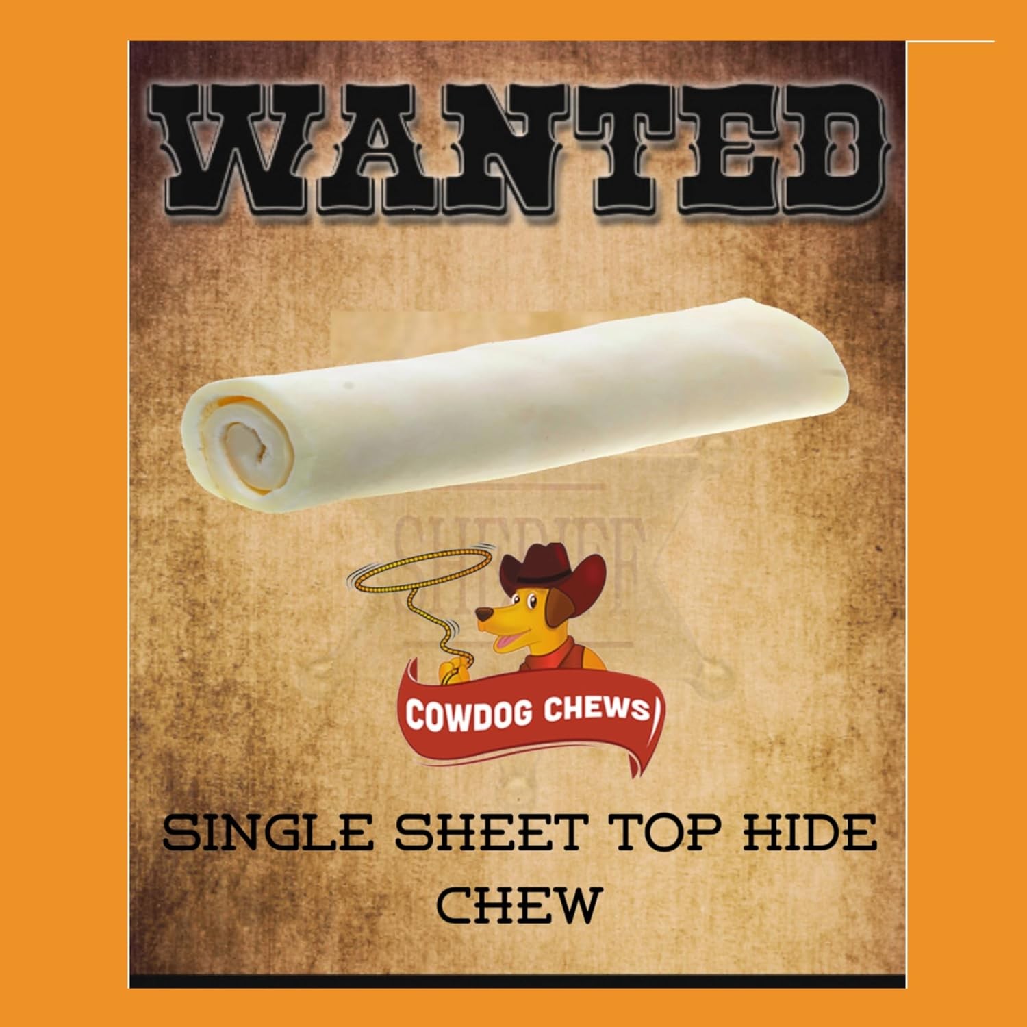 Cowdog Chews Beefhide Roll (7-8 inch) Long Lasting Dog Treat Bone, Great for Den