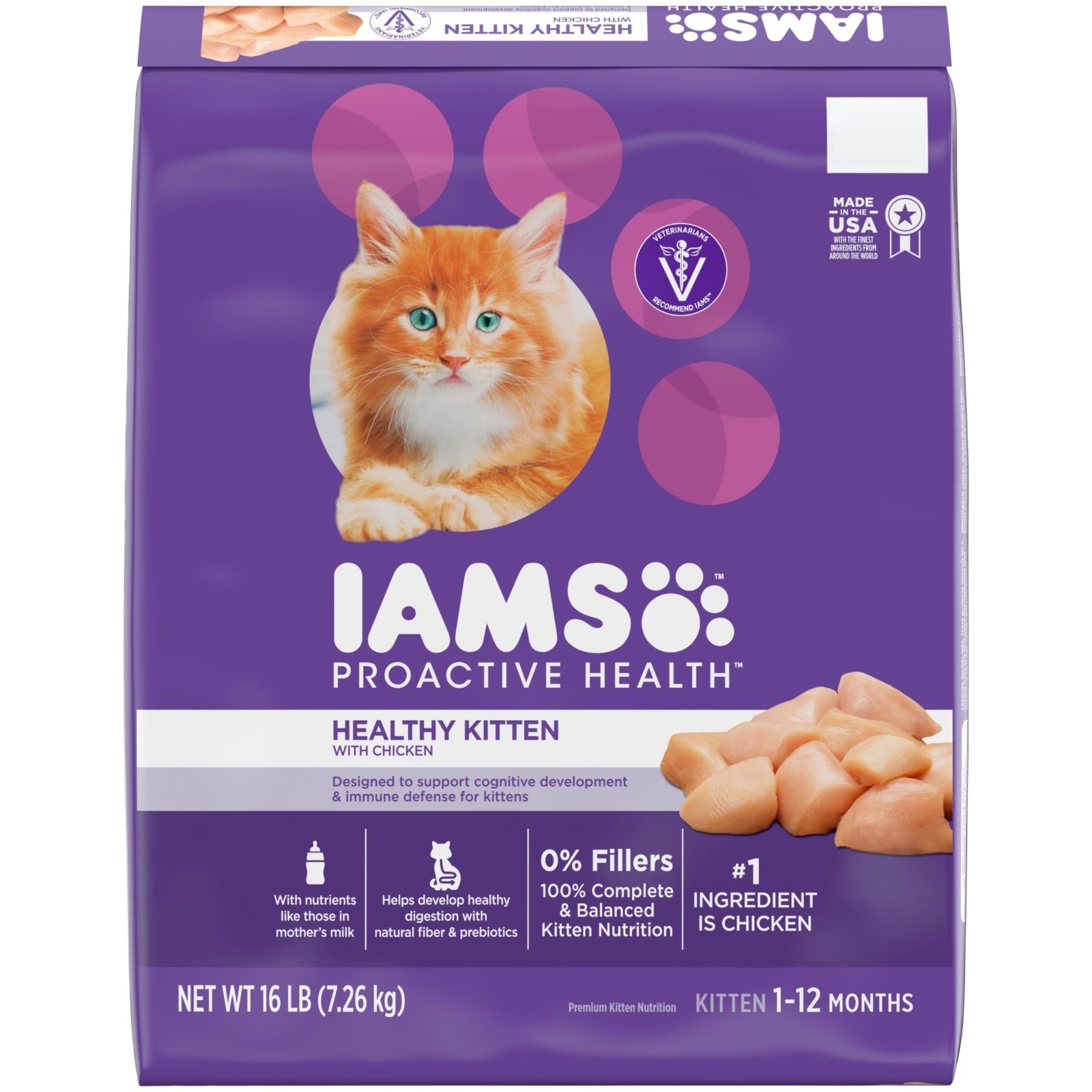 Iams Proactive Health Chicken Dry Cat Food For Kittens, 16 Lb Bag