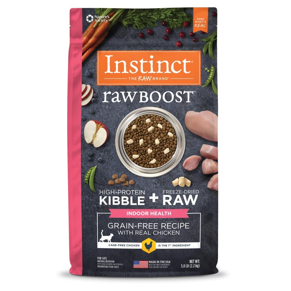 Instinct Raw Boost Grain Free Indoor Cat Food Cage Free Chicken 5 Pound Bag