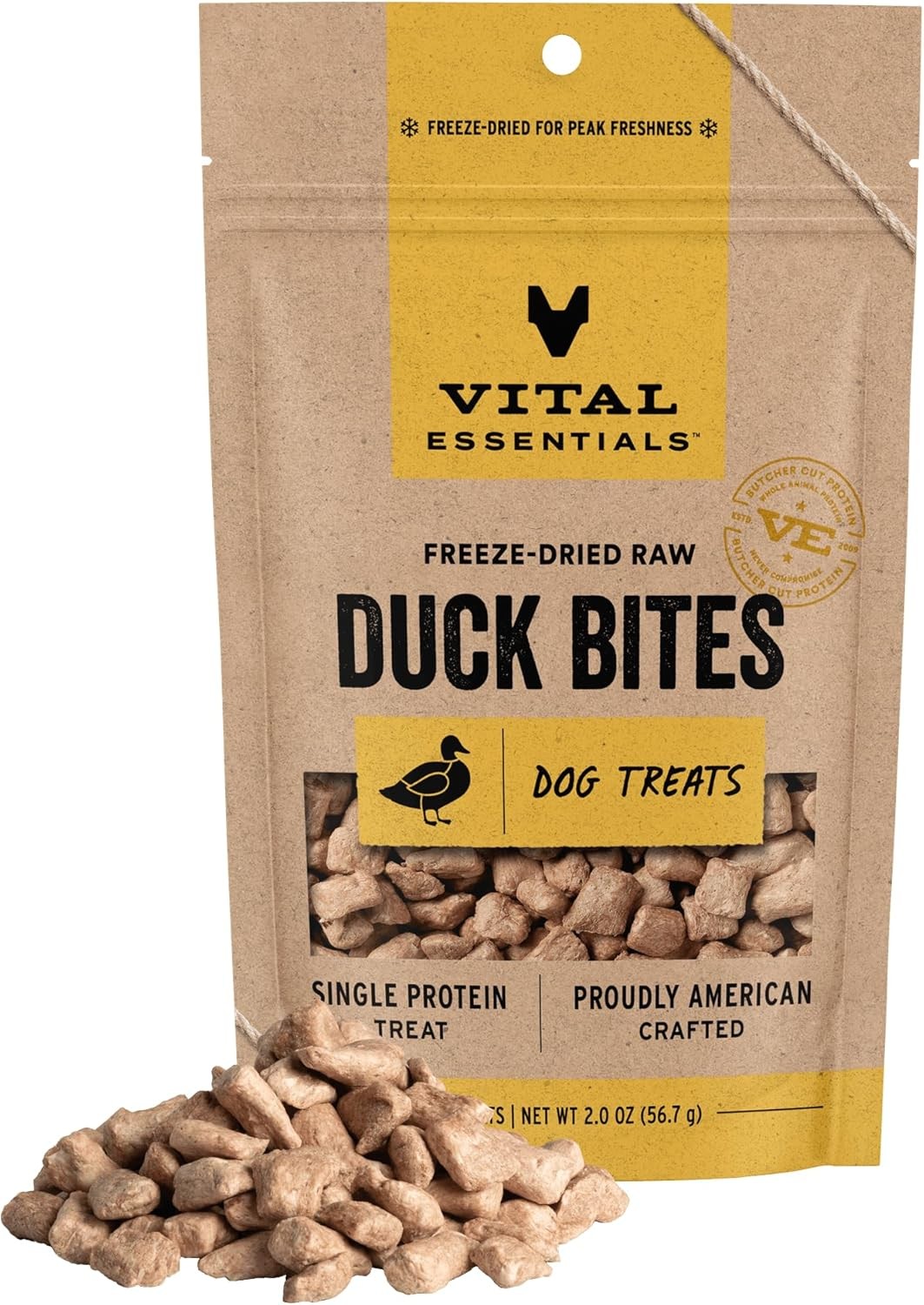 Vital Essentials Freeze Dried Dog Treats | Duck Bites, Single Protein | Premium