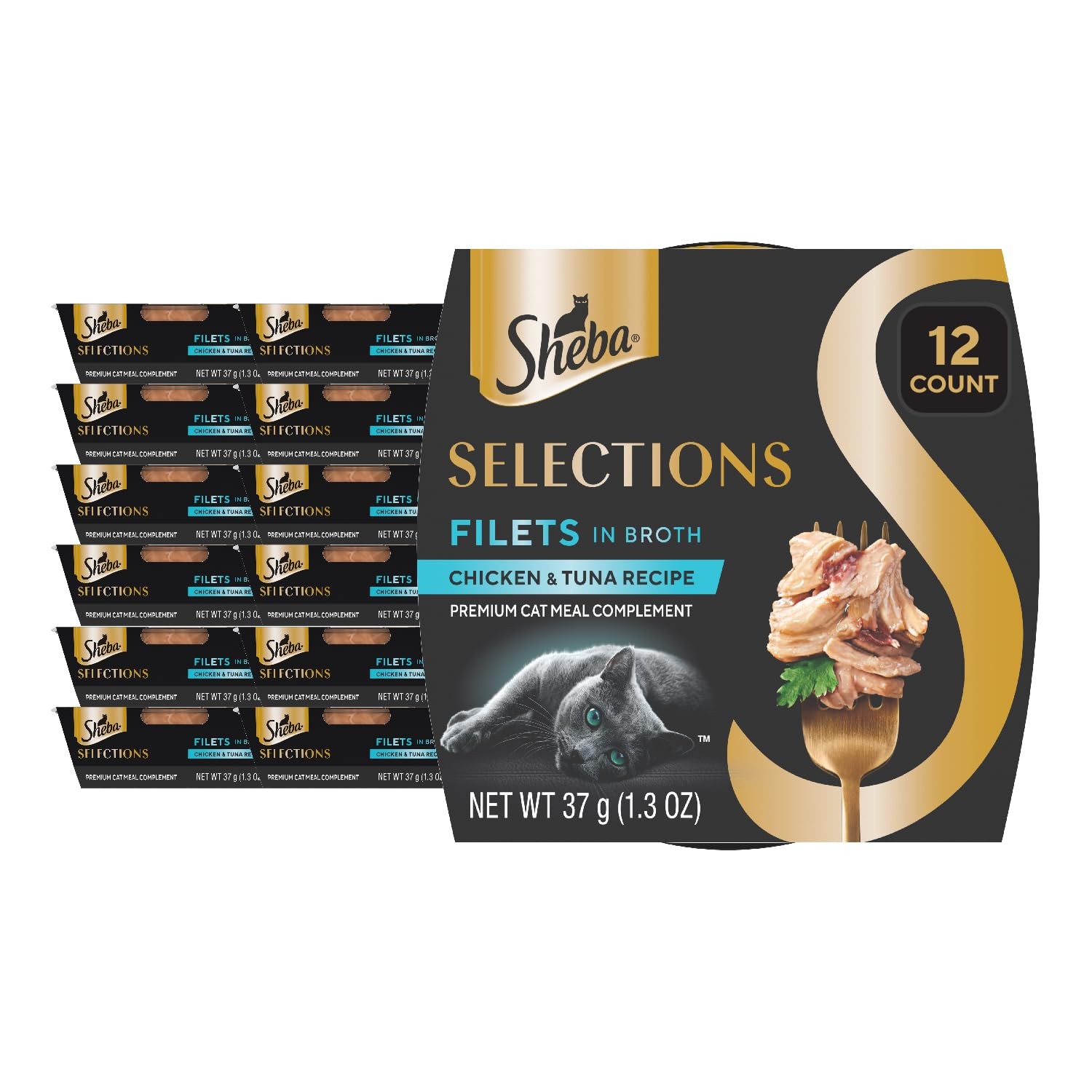 Sheba Selections Filets in Broth, Adult Cat Food Wet 12 Count (Pack of 1)