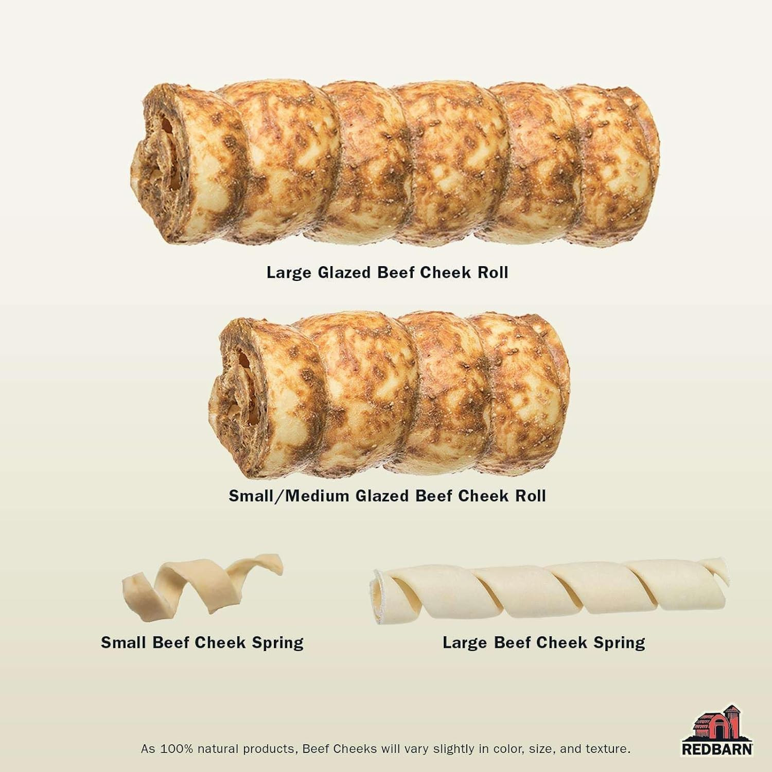 Redbarn Pet Products All-Natural Small/Medium Beef Cheek Rolls for Dogs, Chicken