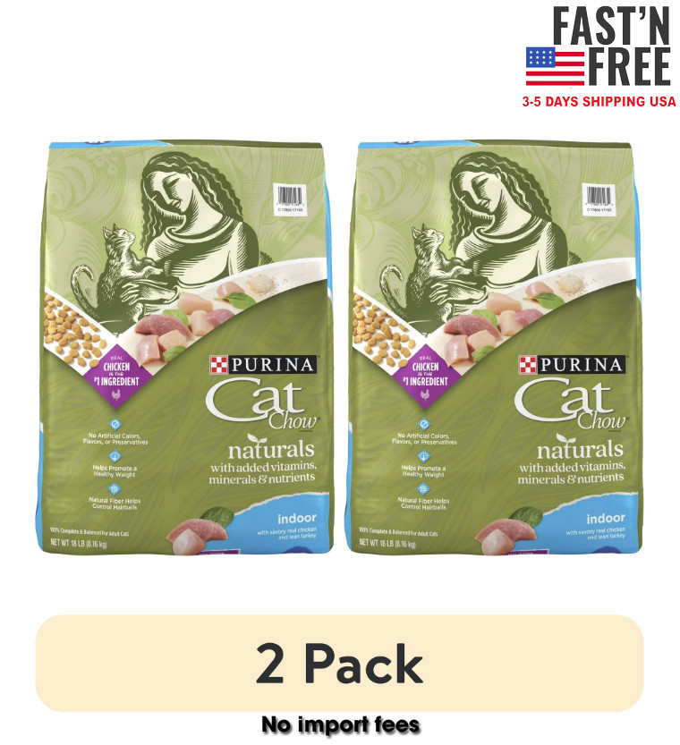 (2 pack) Purina Cat Chow Naturals, Indoor Dry Cat Food, Chicken & Turkey, 18 lb