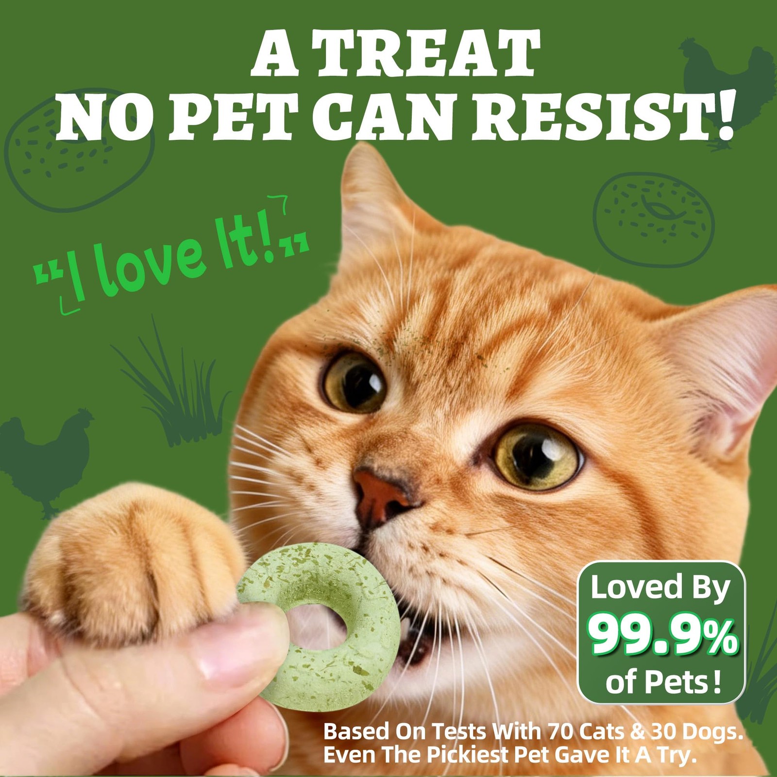 Wellix Cat Grass Treats Freeze-Dried Donut for Cats & 3 Ounce (Pack of 1)