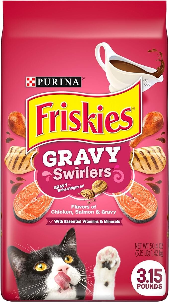 Friskies Dry Cat Food, Gravy Swirlers, 3.15 lb. Bag