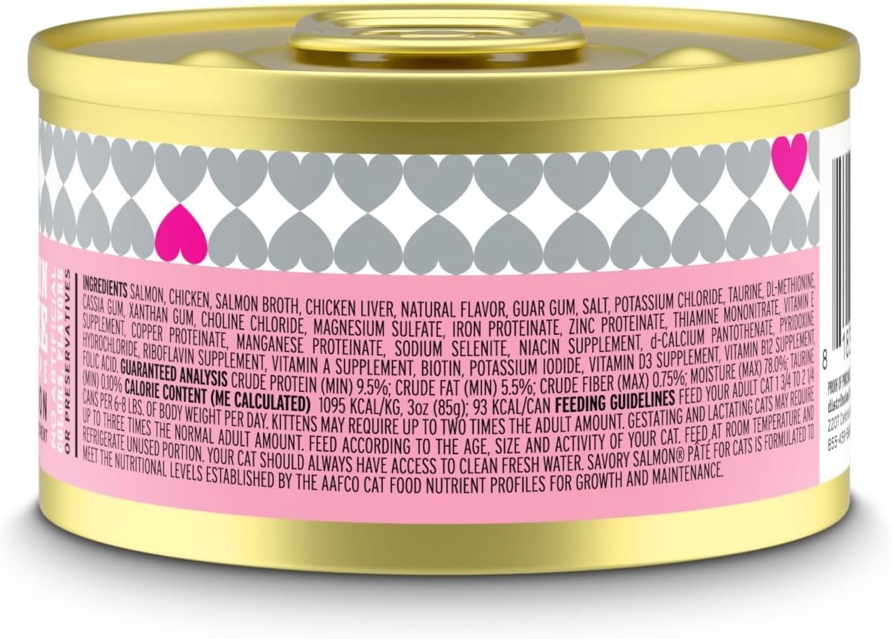 Salmon Recipe Cat Food Pâté – Pack of 4 Grain-Free Cans, 3oz Each