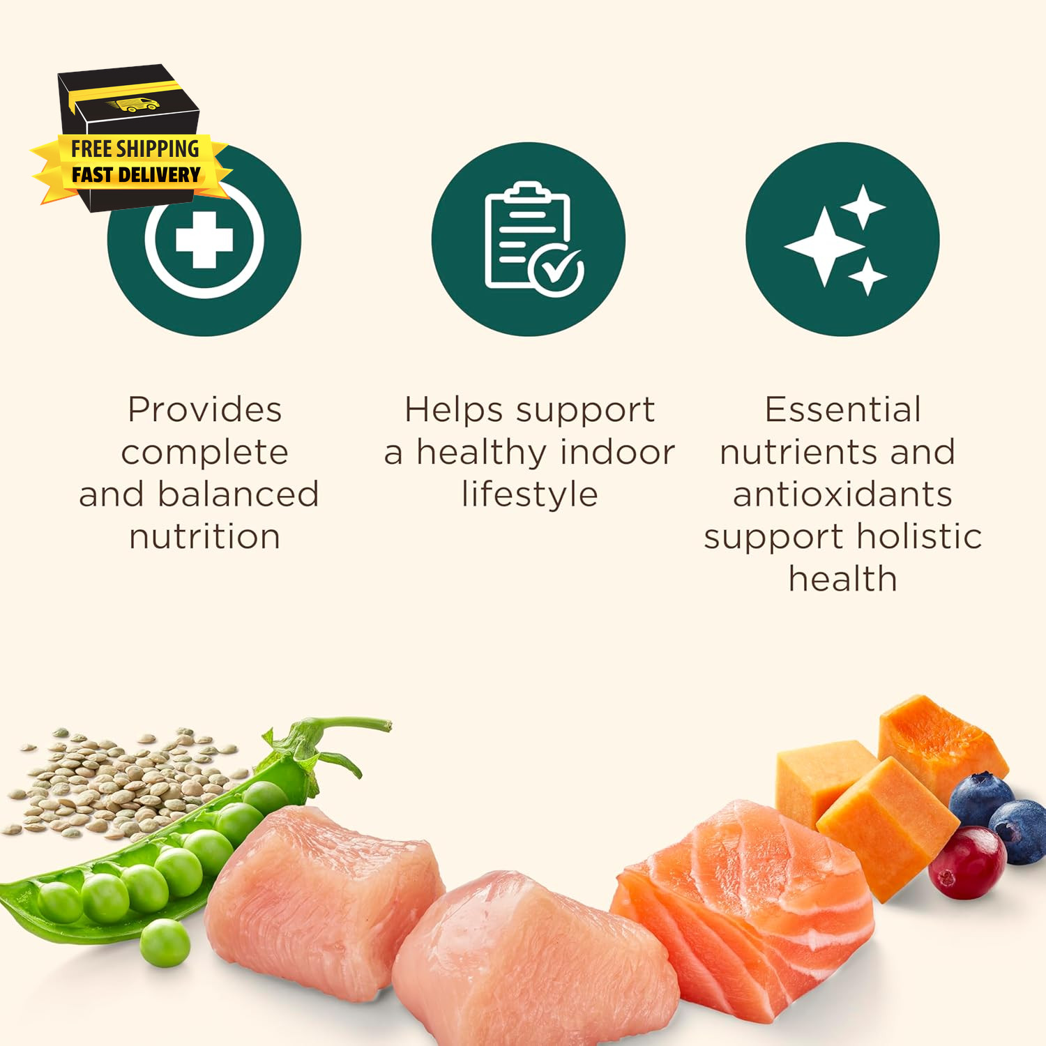 Indoor Complete Dry Cat Food, Chicken, Lentils & Salmon Recipe (Rachael Ray), 3