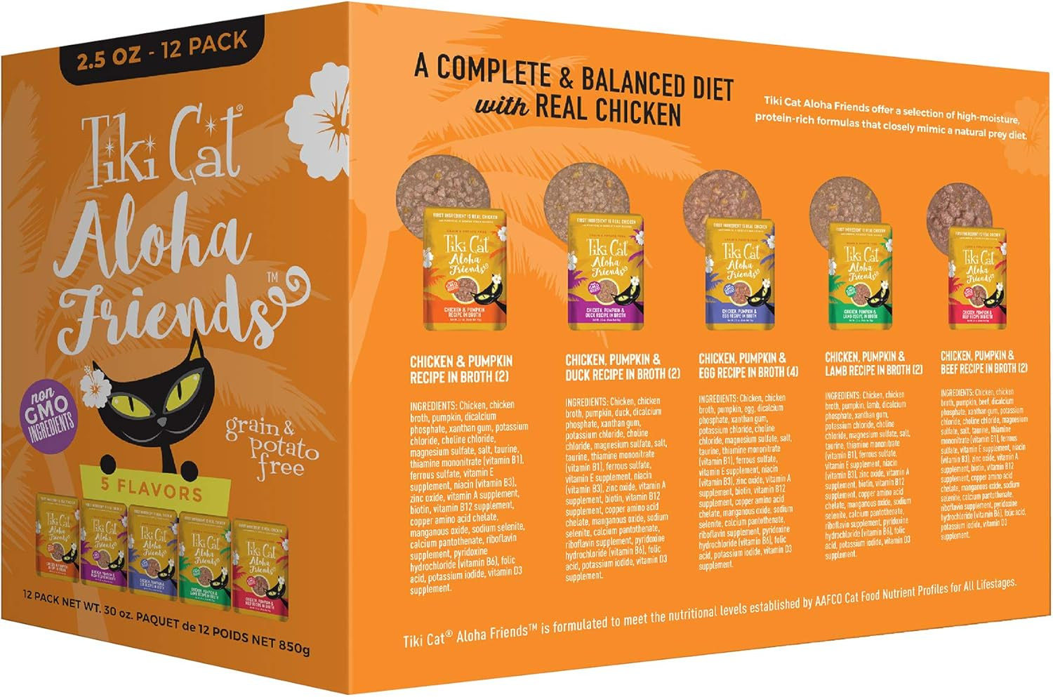 Tiki Cat Aloha Friends Variety Pack, Meaty Flavors Mixed with Pumpkin, Wet, High
