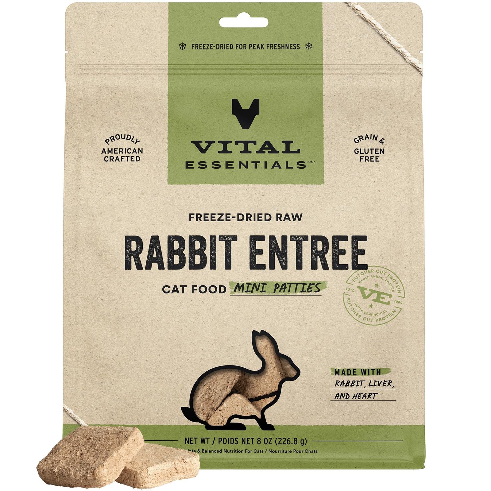 Freeze Dried Cat Food, Raw Rabbit Mini Patties | Complete Meal or Topper | Ea…