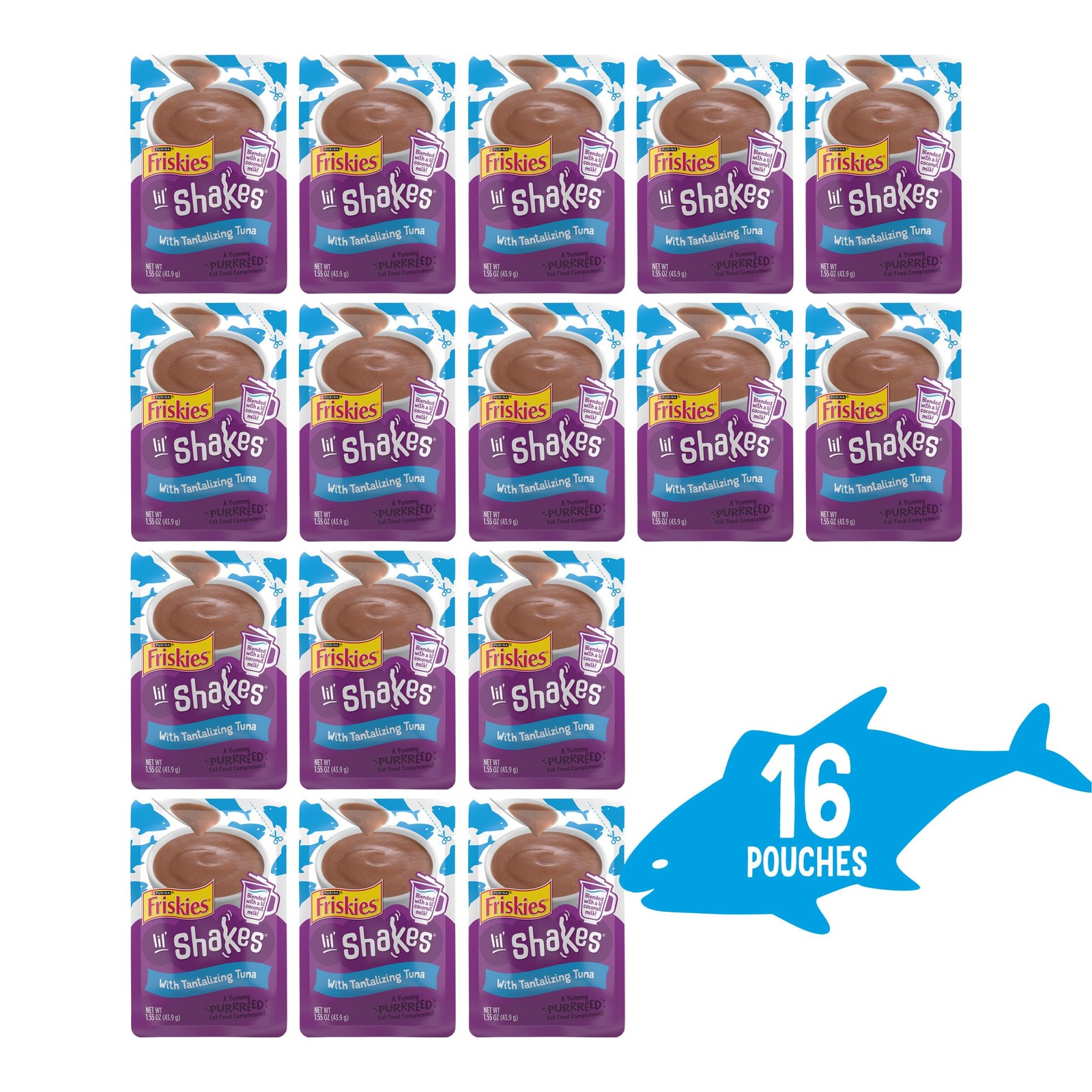 Tuna Lickable Cat Treats, Pureed Food Topper – 16 Pack, 1.55 oz Pouches