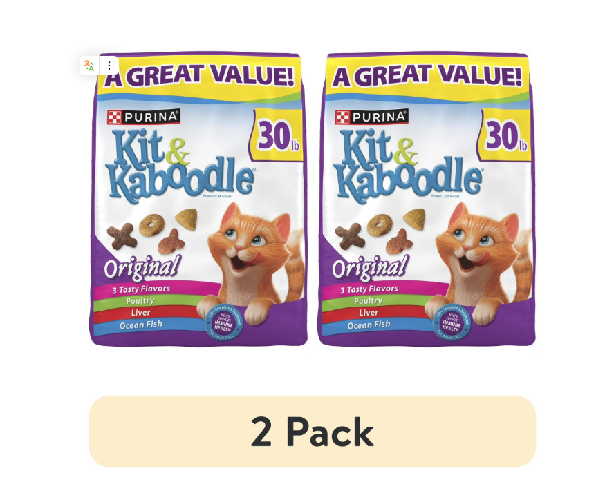 (2 pack) Purina Kit & Kaboodle Original, Indoor Dry Cat Food, Chicken, Liver, Tu