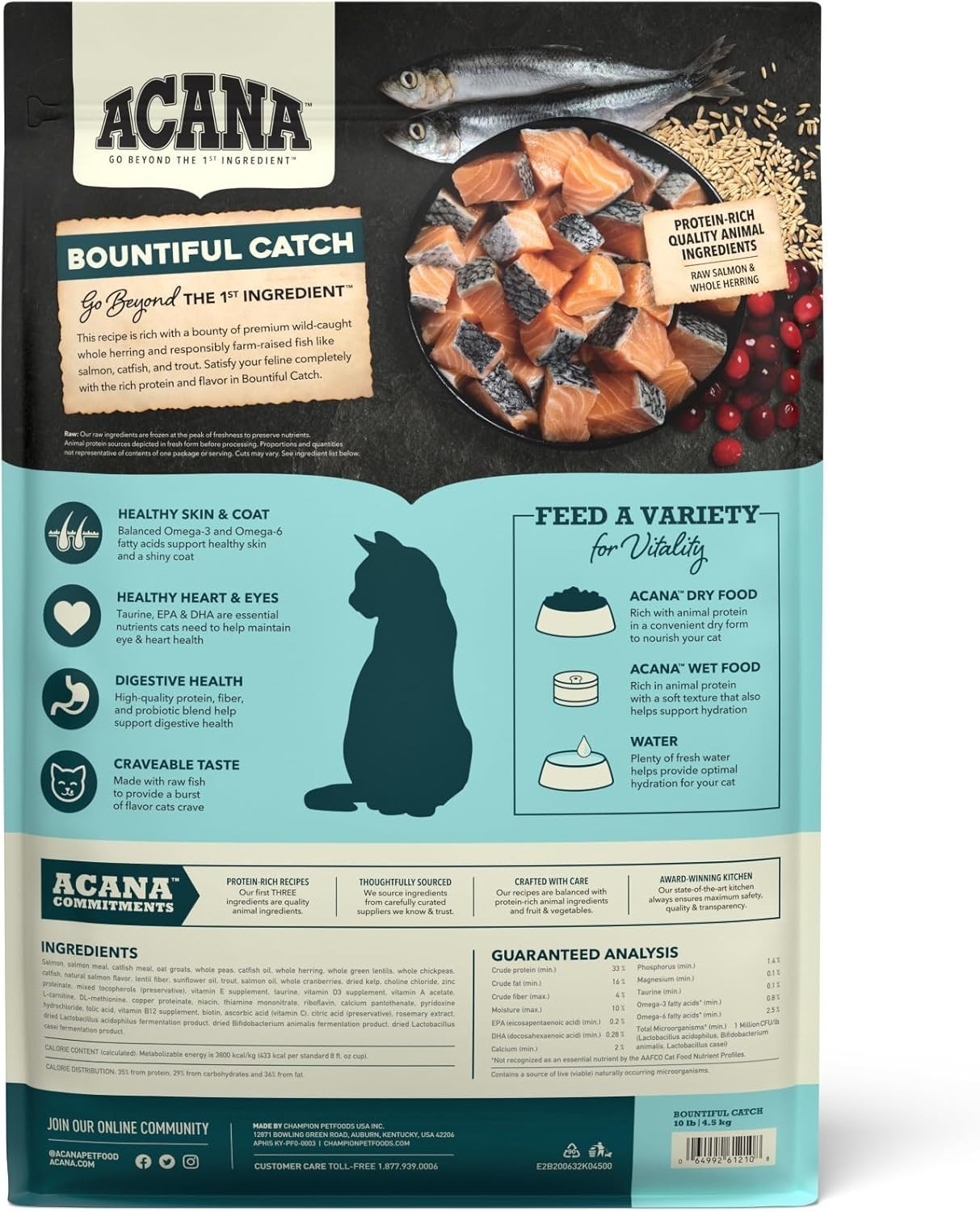 Dry Cat Food Bountiful Catch Salmon Catfish & Herring 10lb Bag