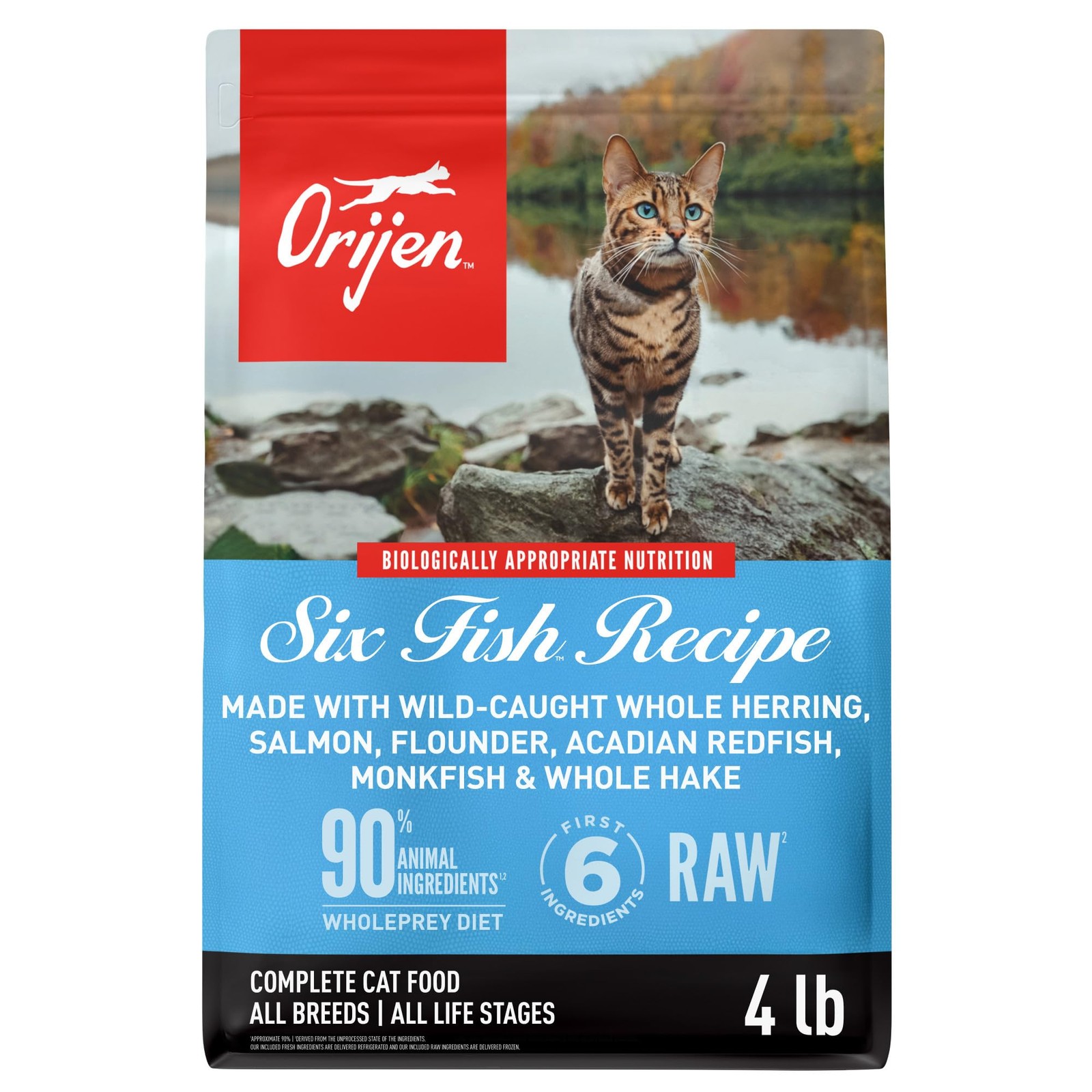 Grain Free High Protein Dry Cat Food Six Fish Recipe 4lb Bag