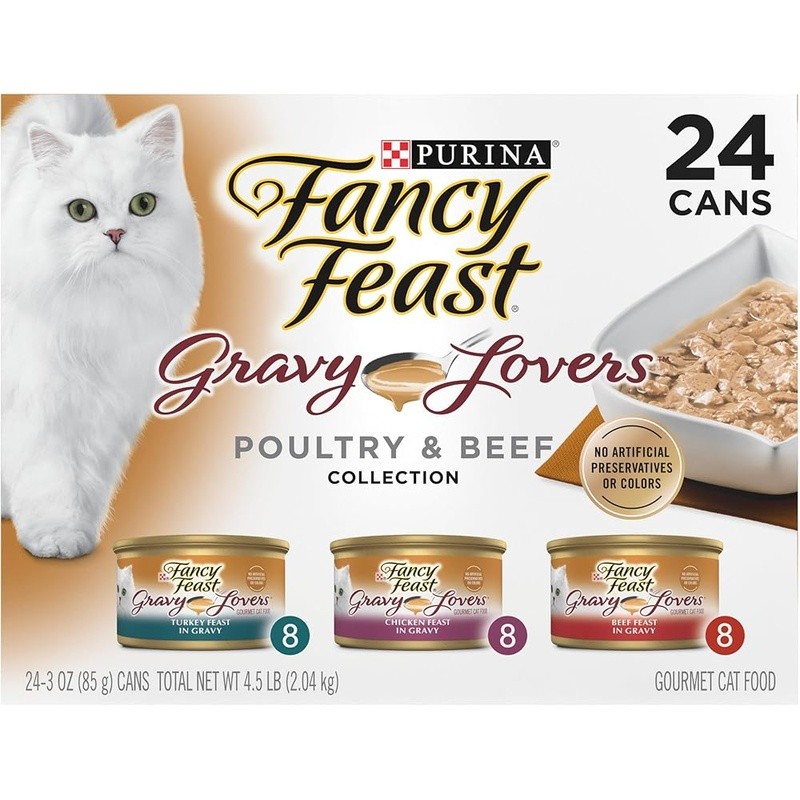Canned Cat Food Gravy Poultry Beef Variety Pack Protein Rich Adult 100% Complete