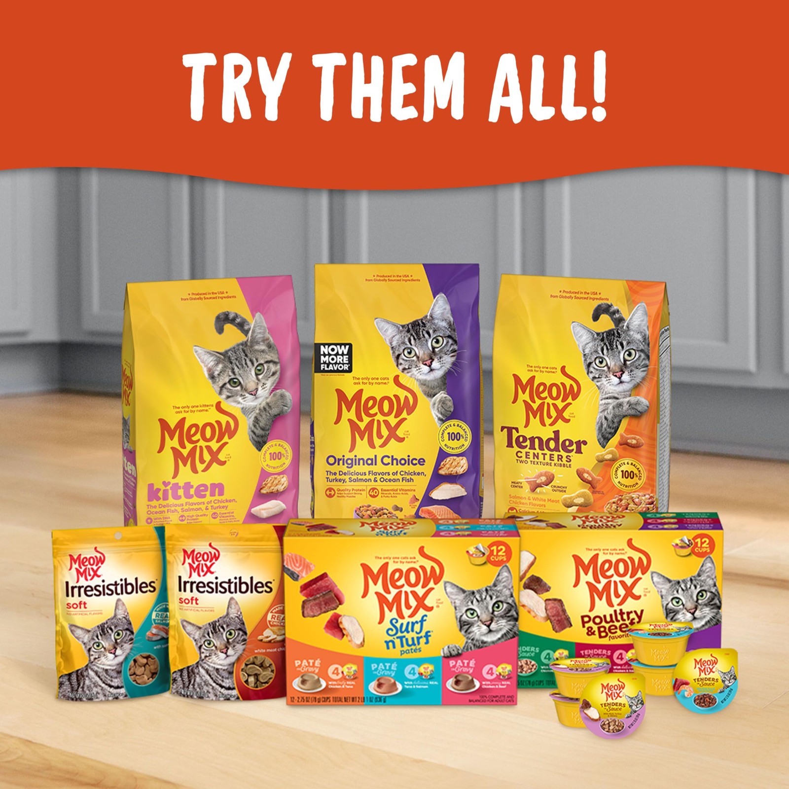 Meow Mix Tenders in Sauce Wet Cat Food 12 Cups 2.75 Ounce Tuna Shrimp Combo