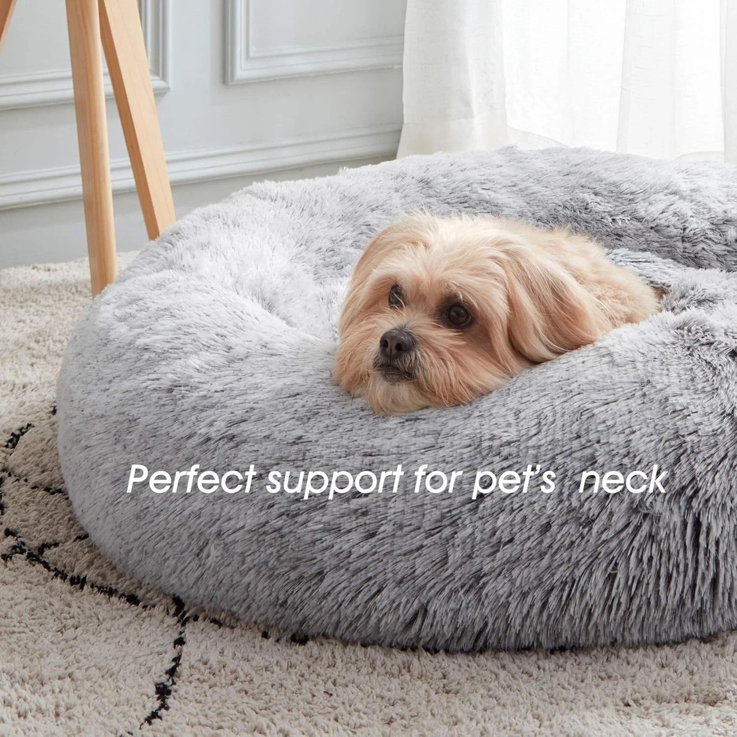WESTERN HOME WH Calming Soft Round Dog & Cat Bed, Anti-Anxiety Donut Cuddler War